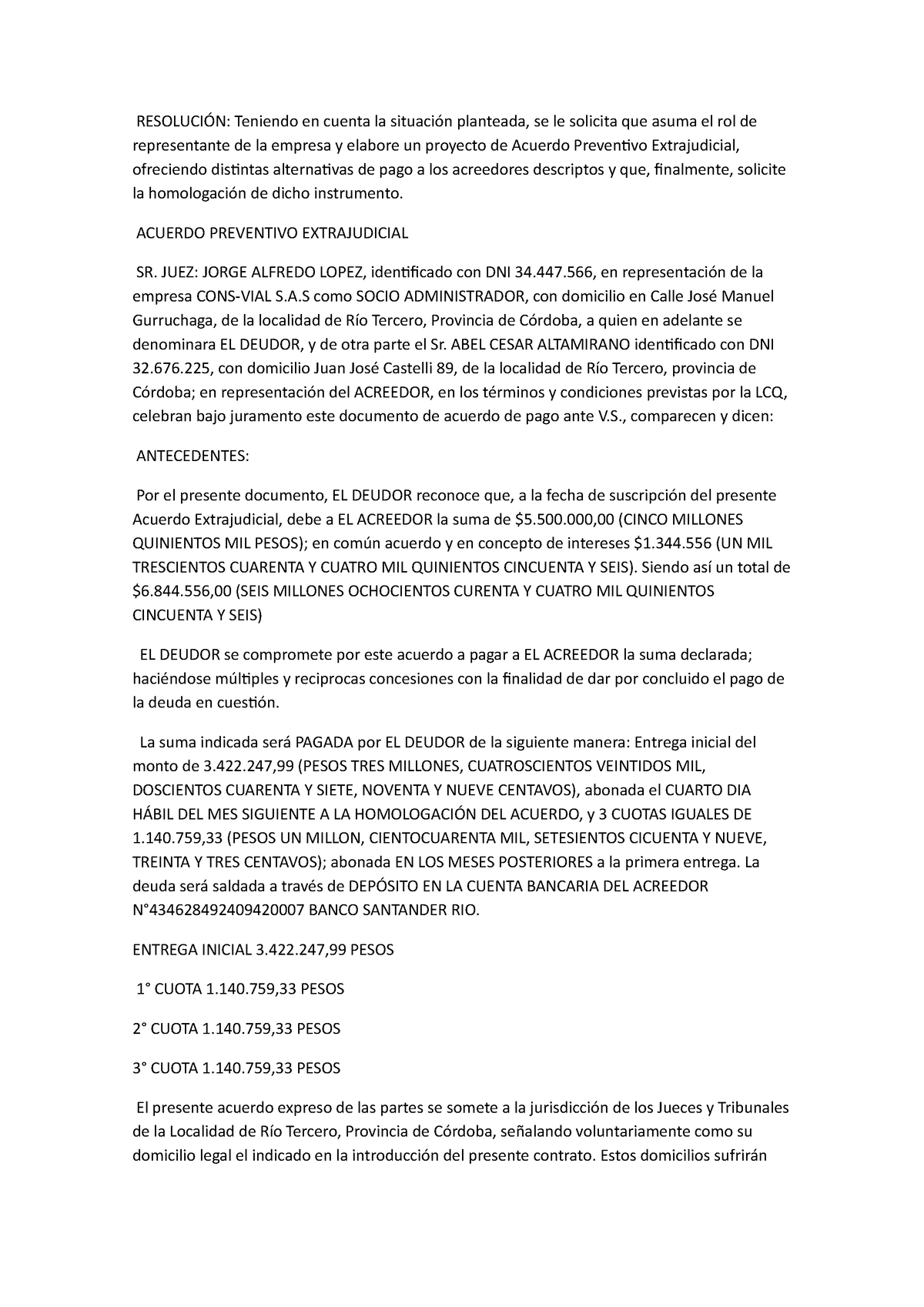 TP2 Concursos Y Quiebras. Grupal. Resolución - RESOLUCIÓN: Teniendo en ...