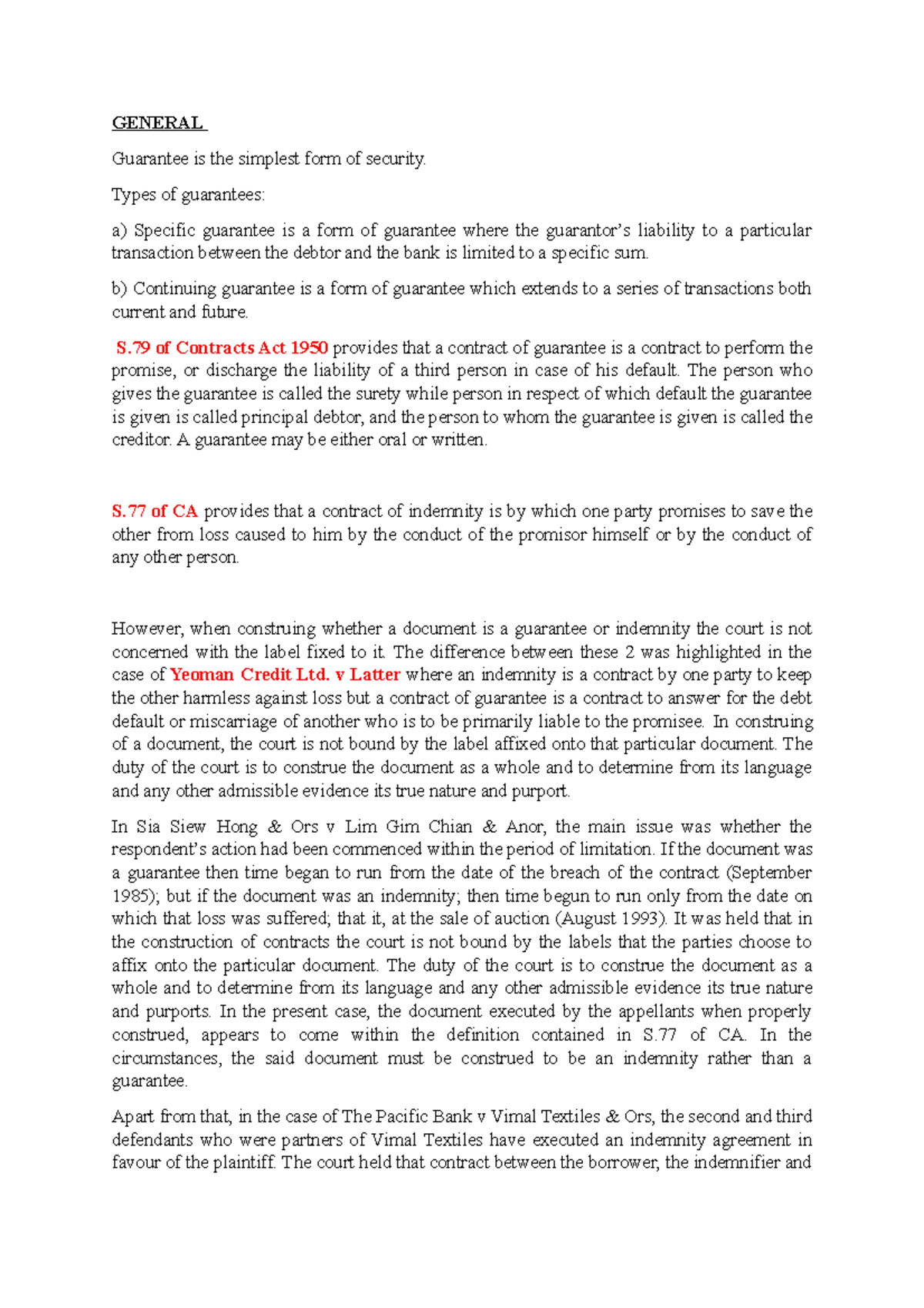 11. Guarrantee - Introduction Notes for Chapter 11 - GENERAL Guarantee ...