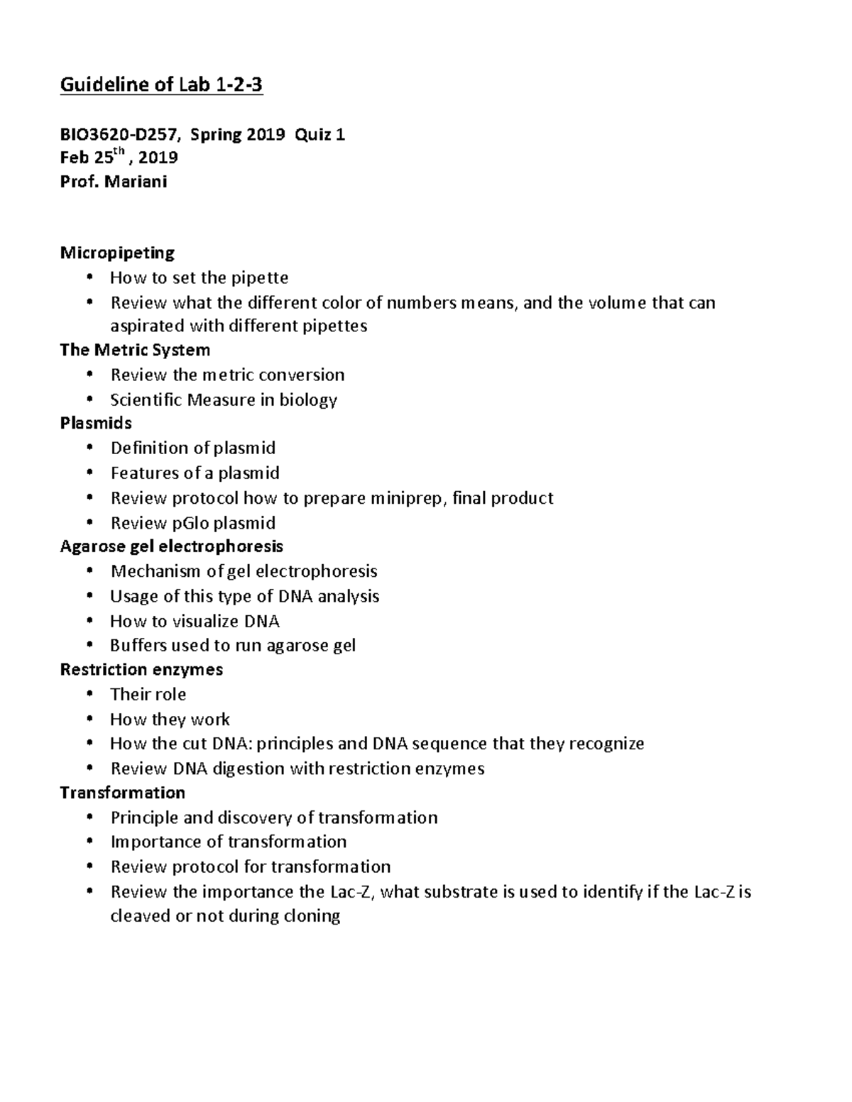 Guidelines for BIO3620-D257 quiz 1 Feb 25, 2019 - Guideline of Lab 1-2 ...