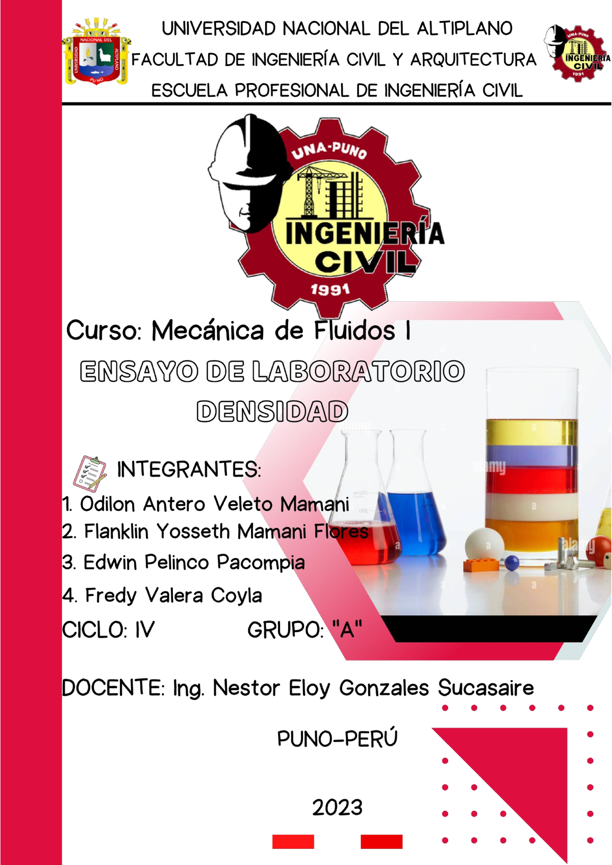 Informe DE Laboratorio N° 3 Densidad DE Líquidos - ESCUELA PROFESIONAL ...