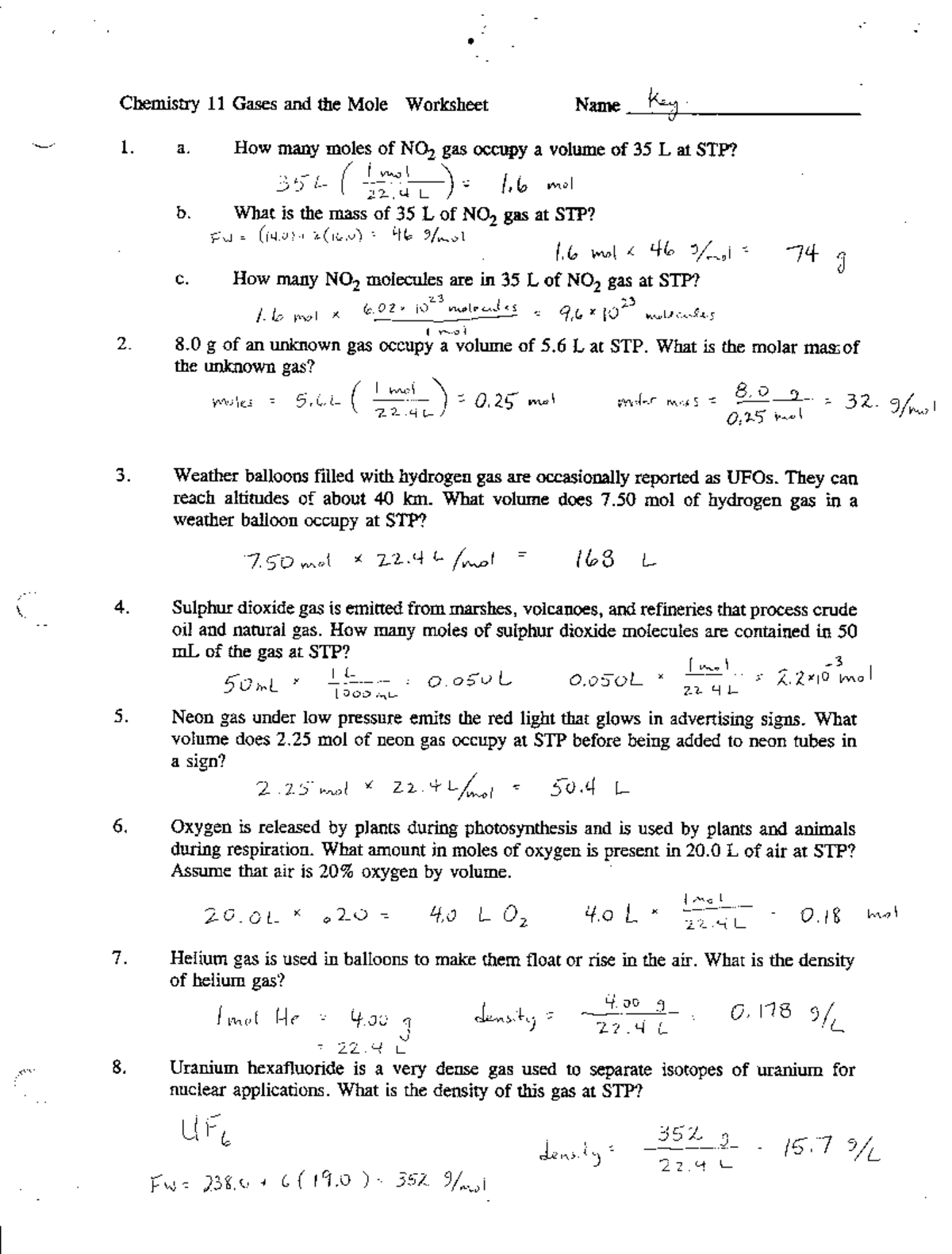 Gases and moles - notes practice - CHEM 340 - Studocu