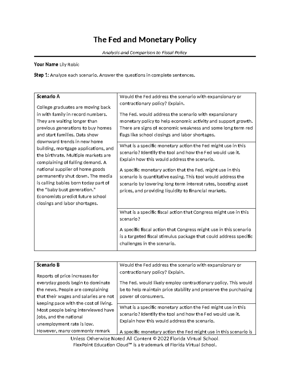 3.05 Econ Econ 3.05 The Fed and Policy Analysis and