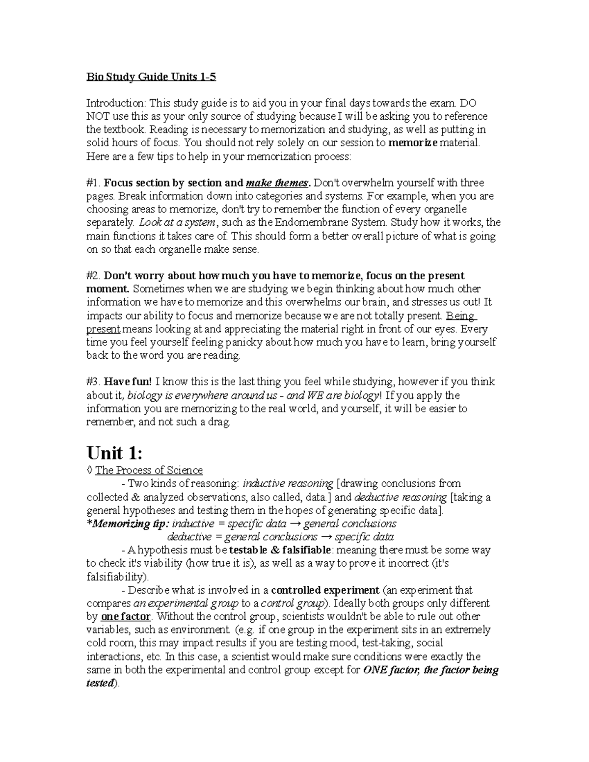 Bio Study Guide - DO NOT use this as your only source of studying ...