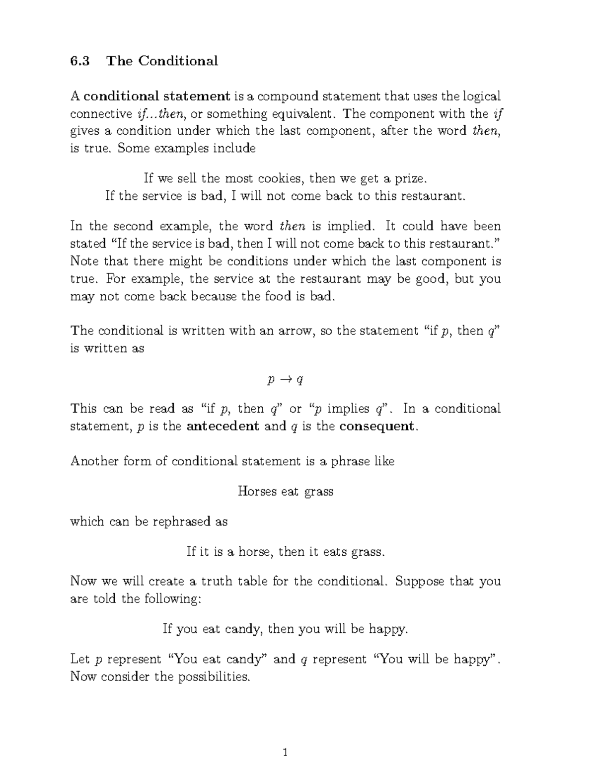 6.3 Conditional - n/a - 6 The Conditional A conditional statement is a ...