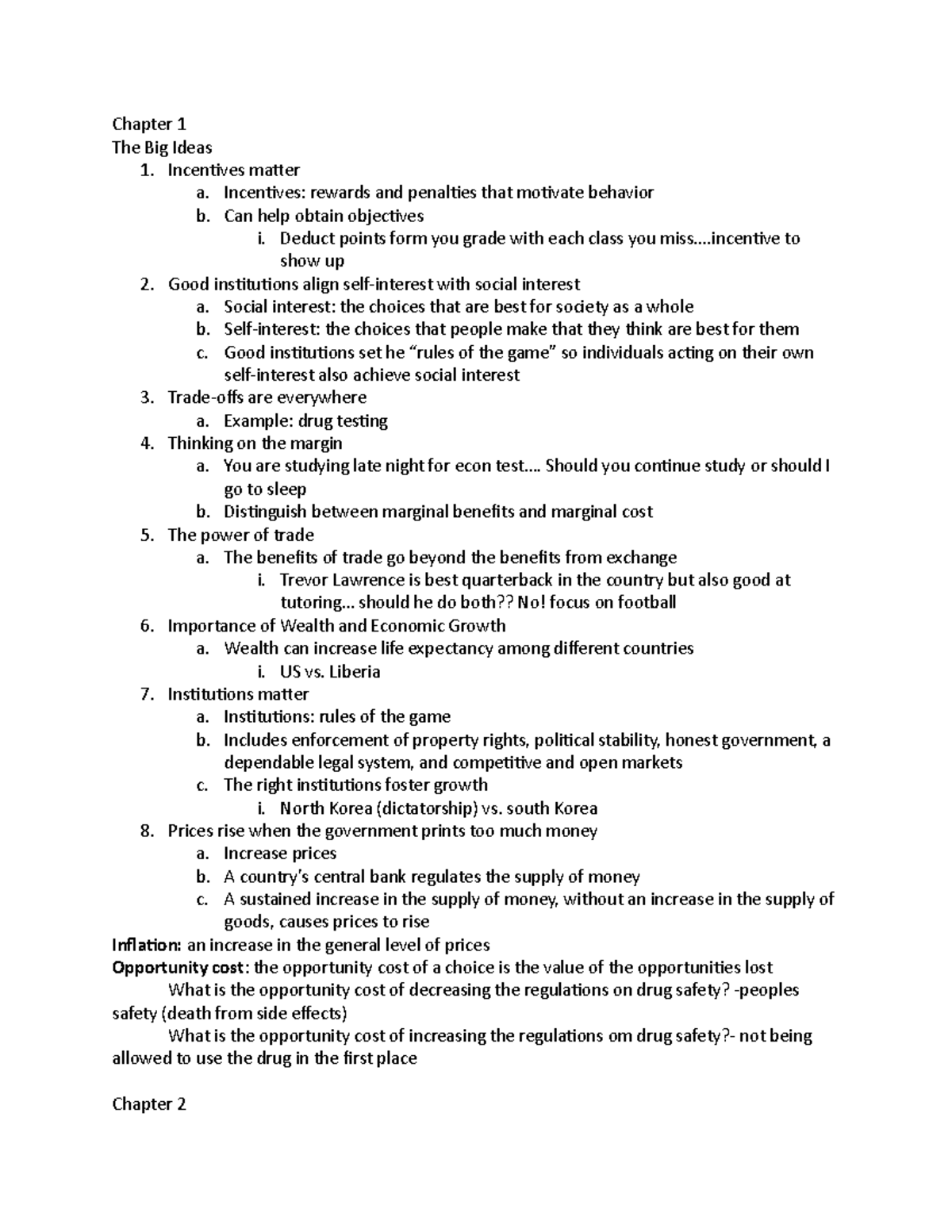 Macro ch. 1 and 2 - Ch. 1 and 2 notes - Chapter 1 The Big Ideas 1 ...