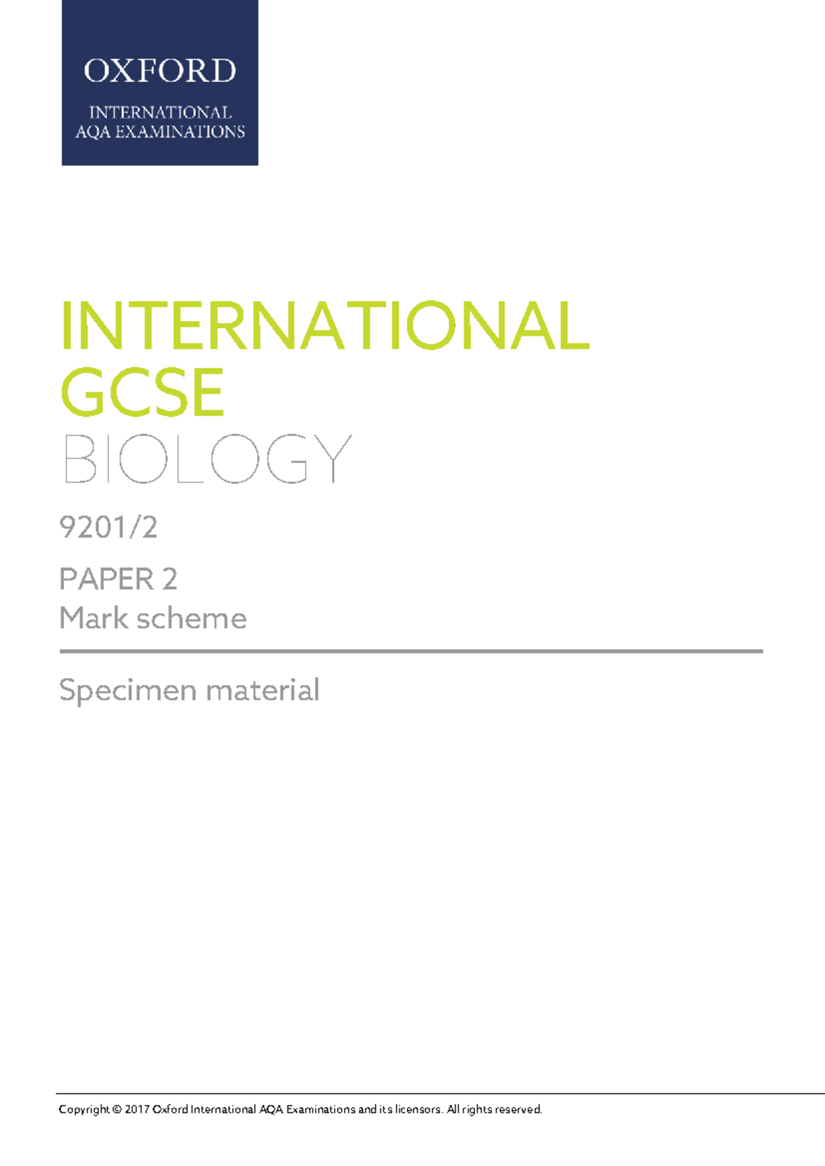 International Gcse Biology Mark Scheme V International Gcse Biology Paper