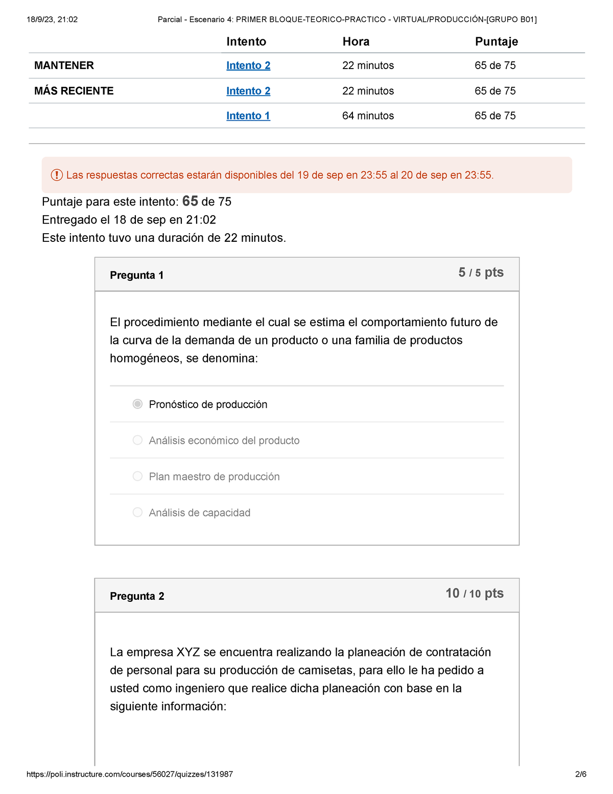 Parcial - Escenario 4 2 - Intento Hora Puntaje ####### MANTENER Intento ...