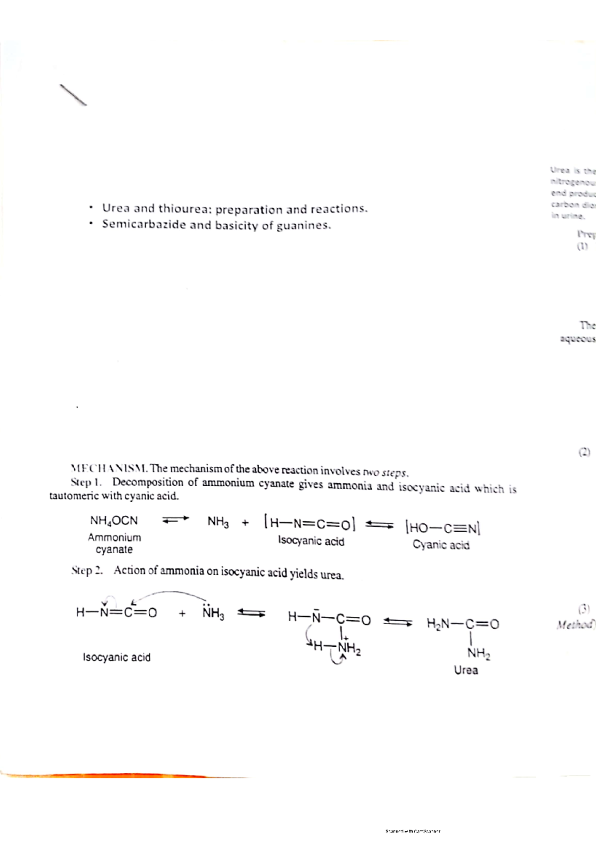 Urea and thiourea Organic Chemistry Studocu