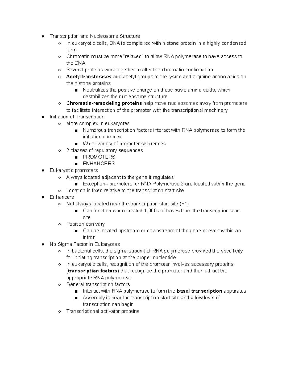 Genetics Chapter 13 Part 8 Notes - Transcription and Nucleosome ...