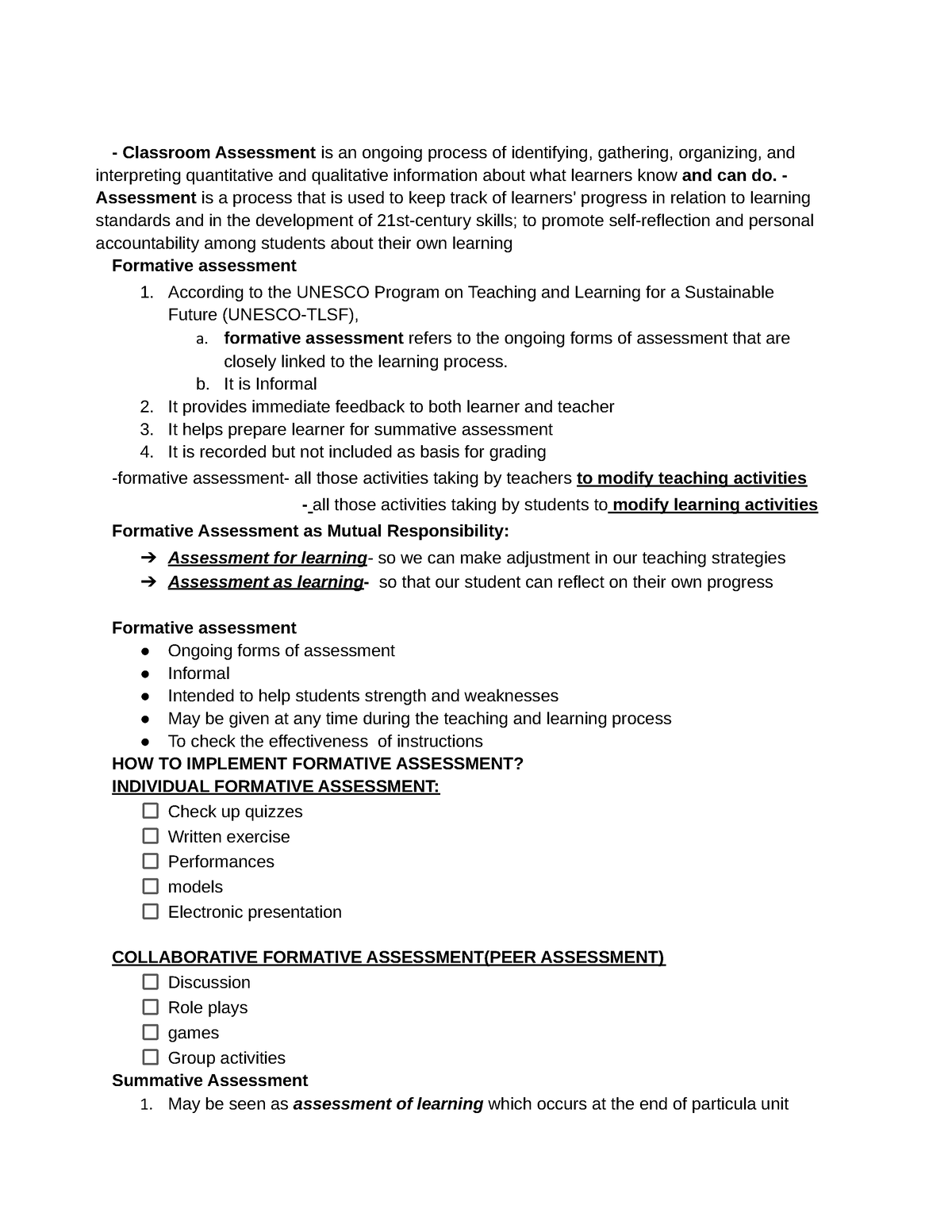 Formative and Summative Assessment - Classroom Assessment is an ongoing ...