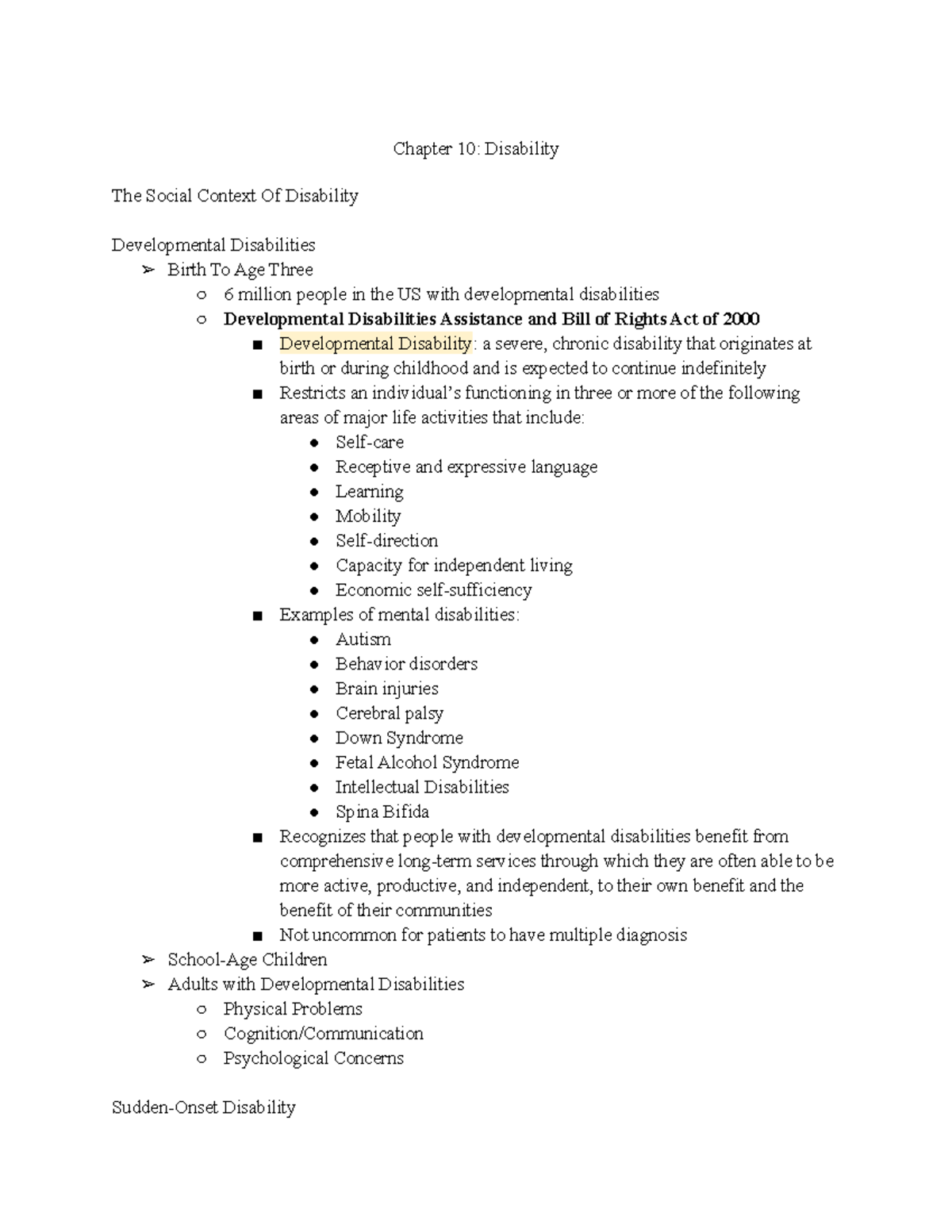 Chapter 10 11 Disability and Chronic Conditions - Chapter 10 ...