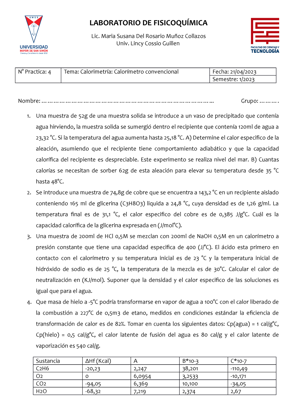 Cuestionario 4 (S.M.) - Resumen - LABORATORIO DE FISICOQUÍMICA Lic ...