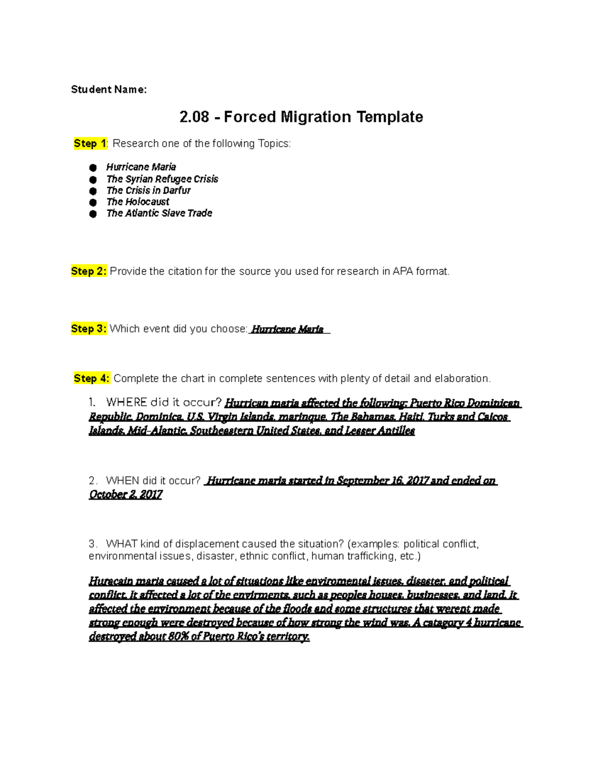 forced migration examples