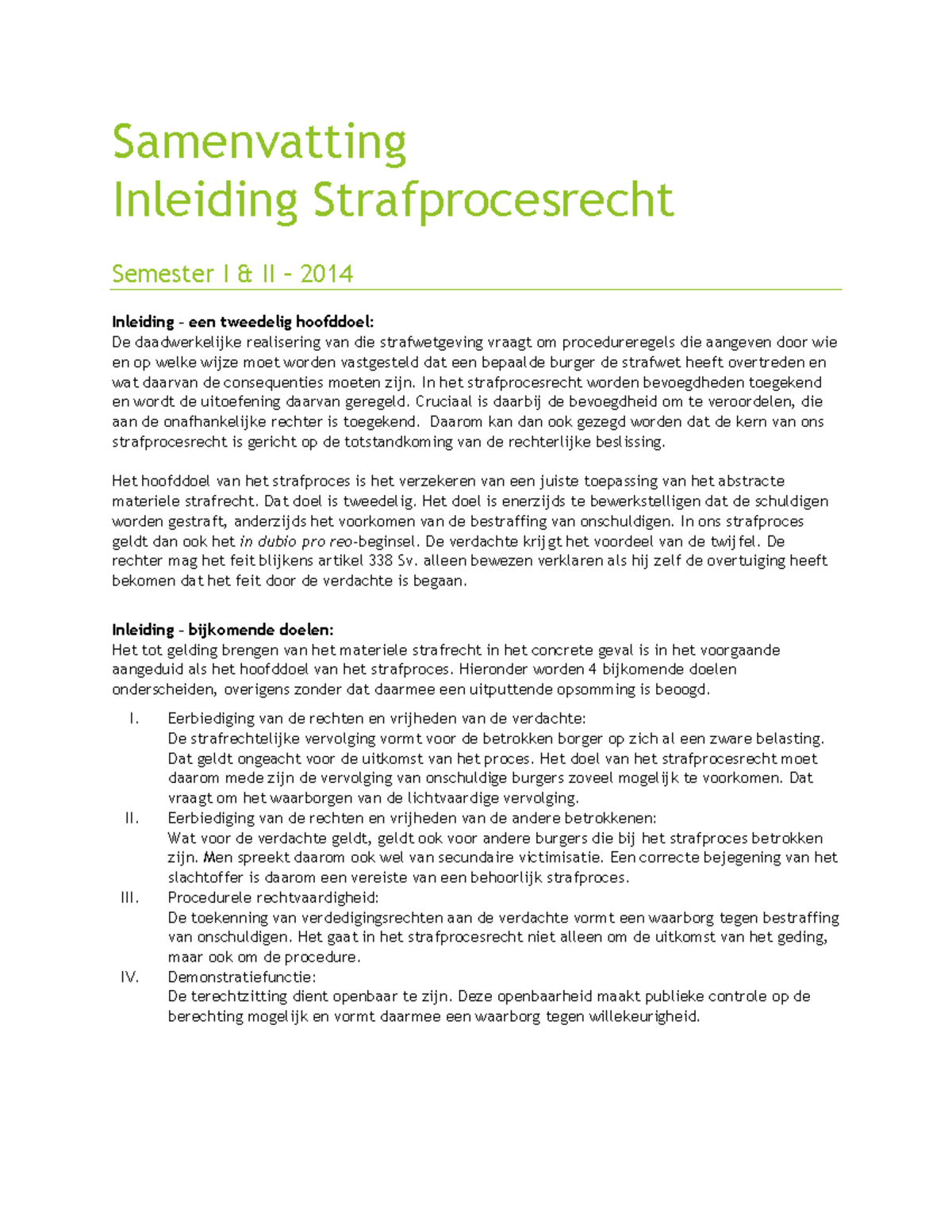 Inleiding Strafprocesrecht (2013 - 2014) - Samenvatting Inleiding ...