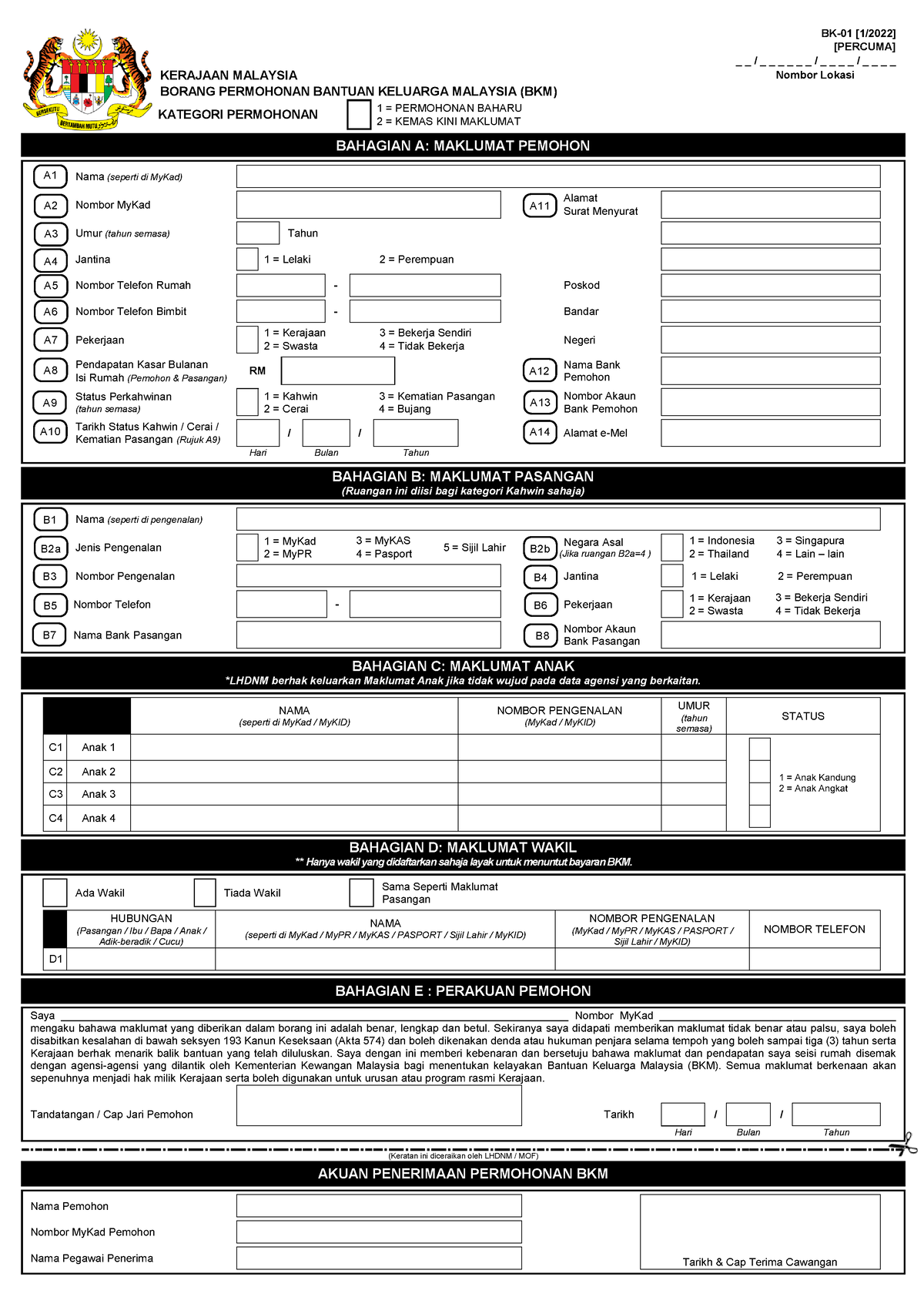 BK-01 (Borang Permohonan BKM 2022) ( Final) - BK-01 [1/2022] [PERCUMA