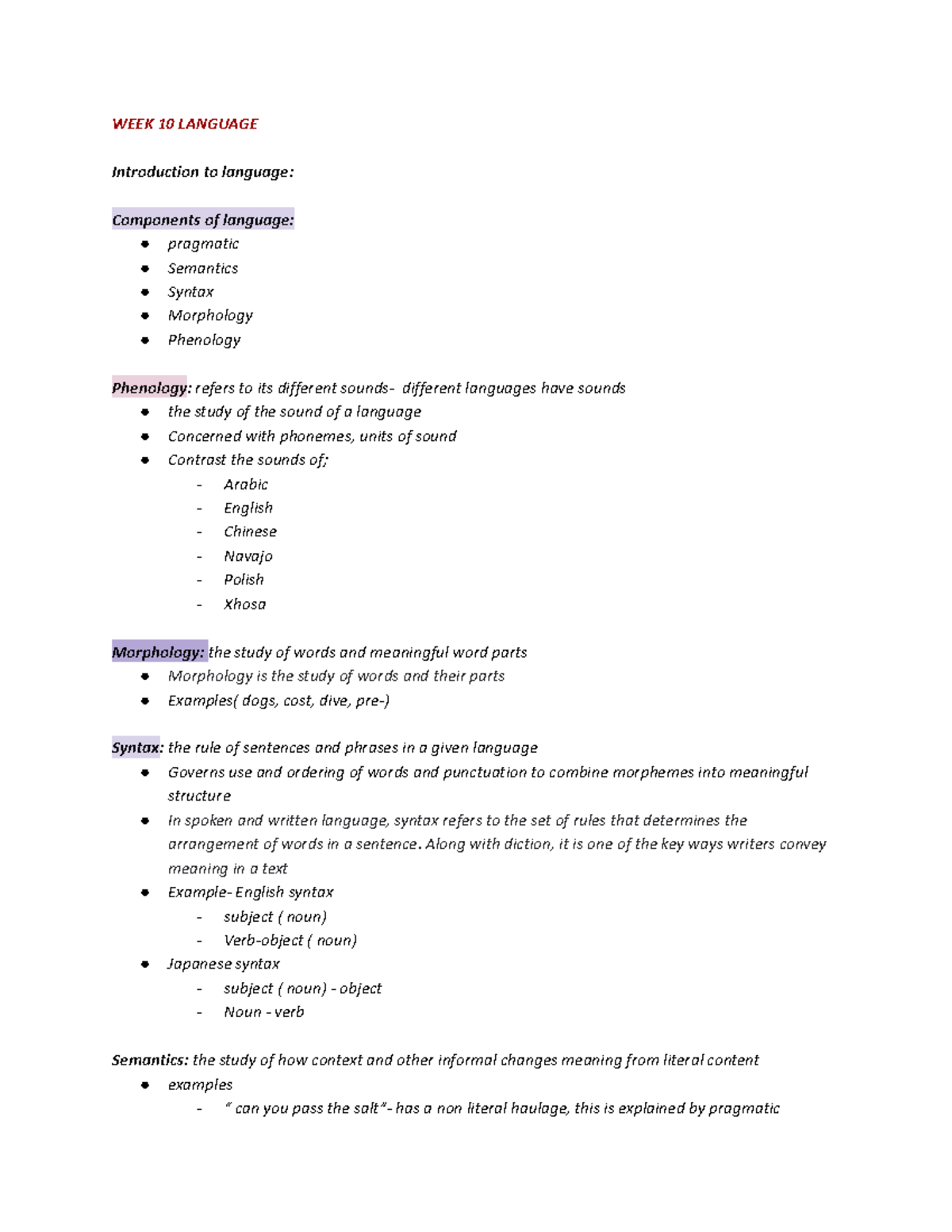 HPS111 LECTURE AND SEMINAR NOTES WEEK 10 - WEEK 10 LANGUAGE ...