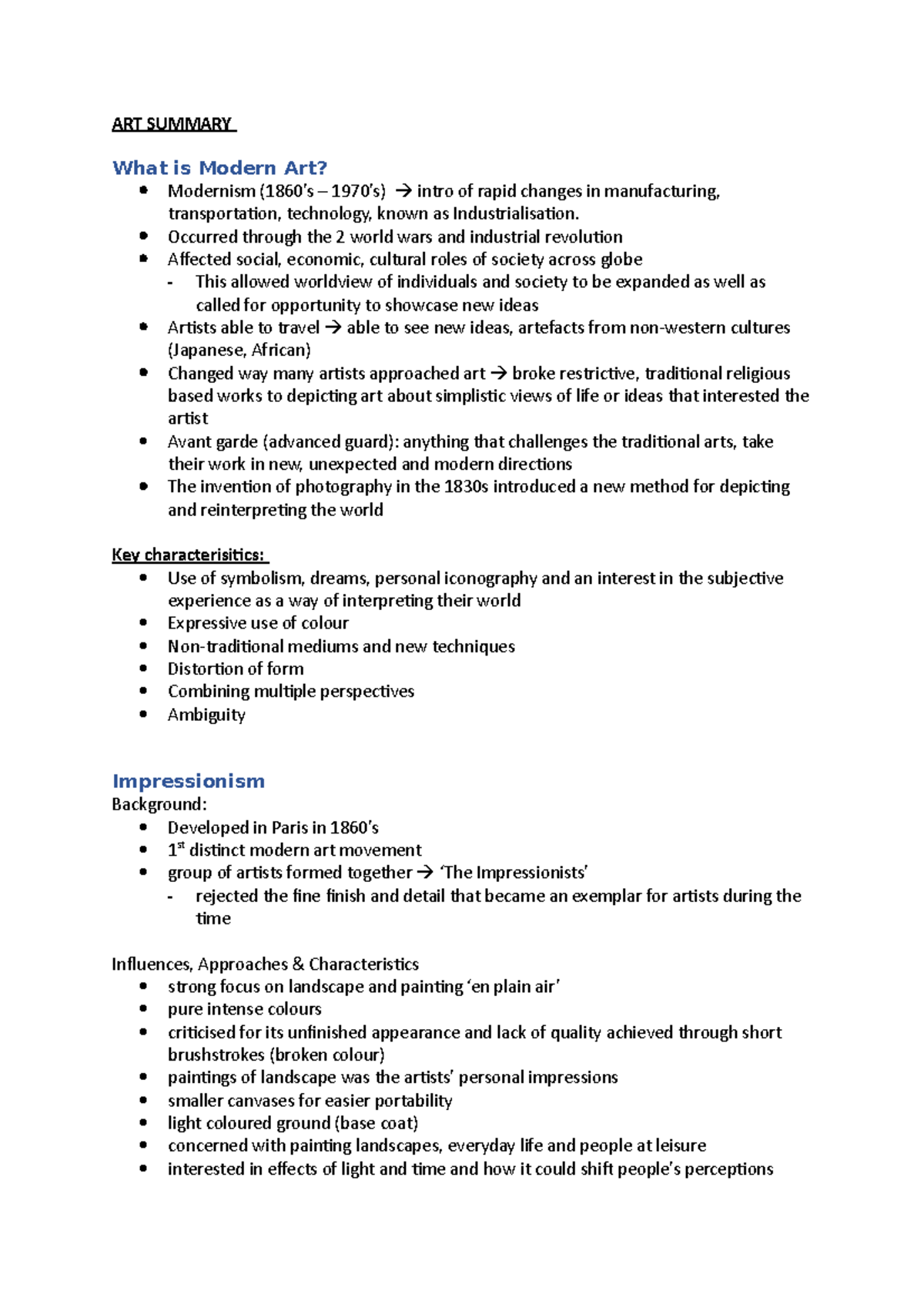 Art Summary - Art Summary What Is Modern Art? Modernism Intro Of Rapid 