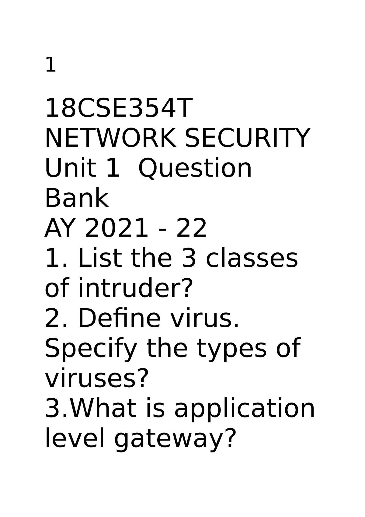 sample-network-security-1-18cse354t-network-security-unit-1