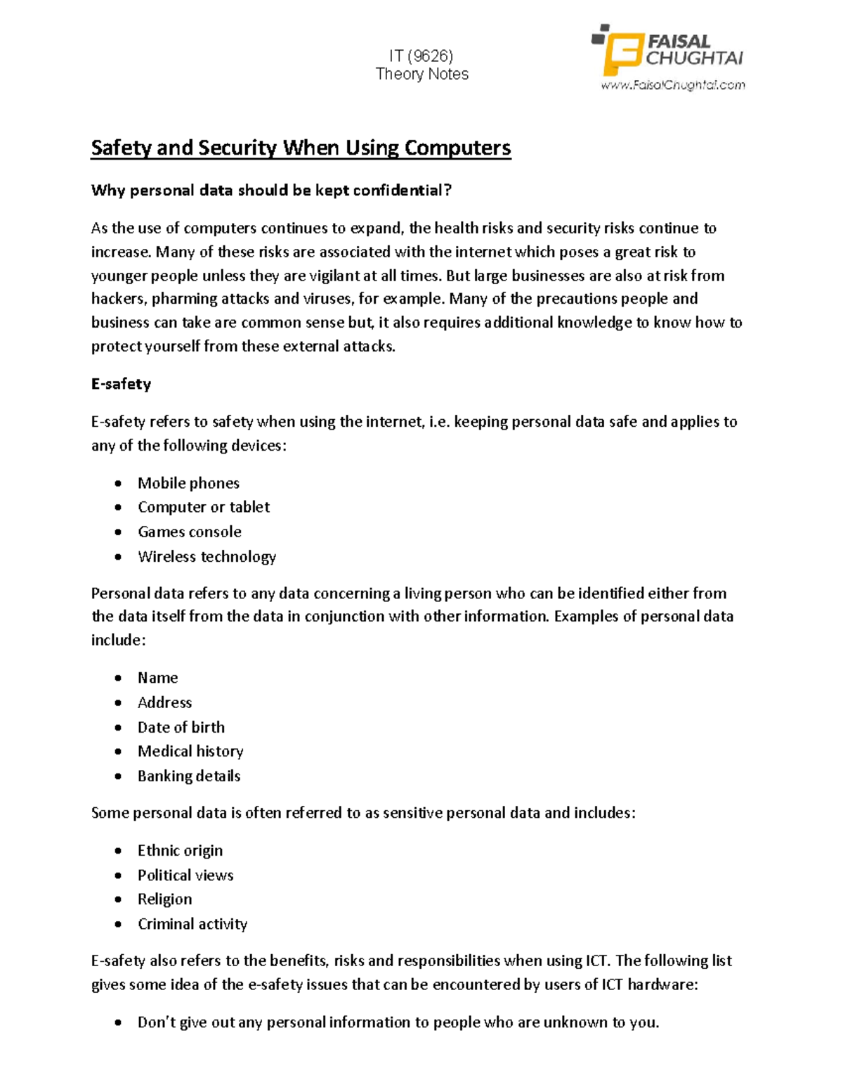 Esafety Lecture notes 01 StuDocu