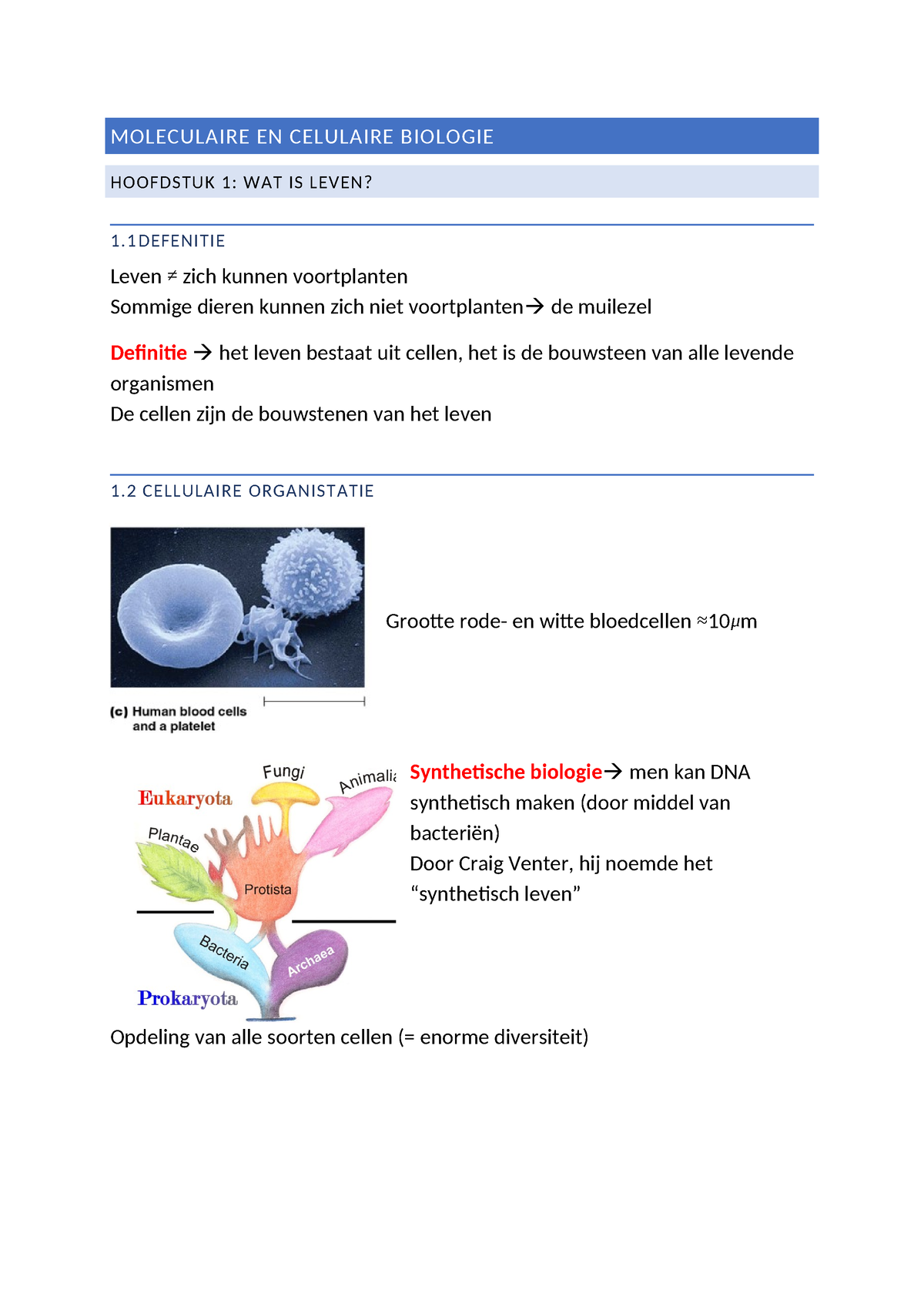 Samenvatting Moleculaire En Celulaire Biologie - MOLECULAIRE EN ...