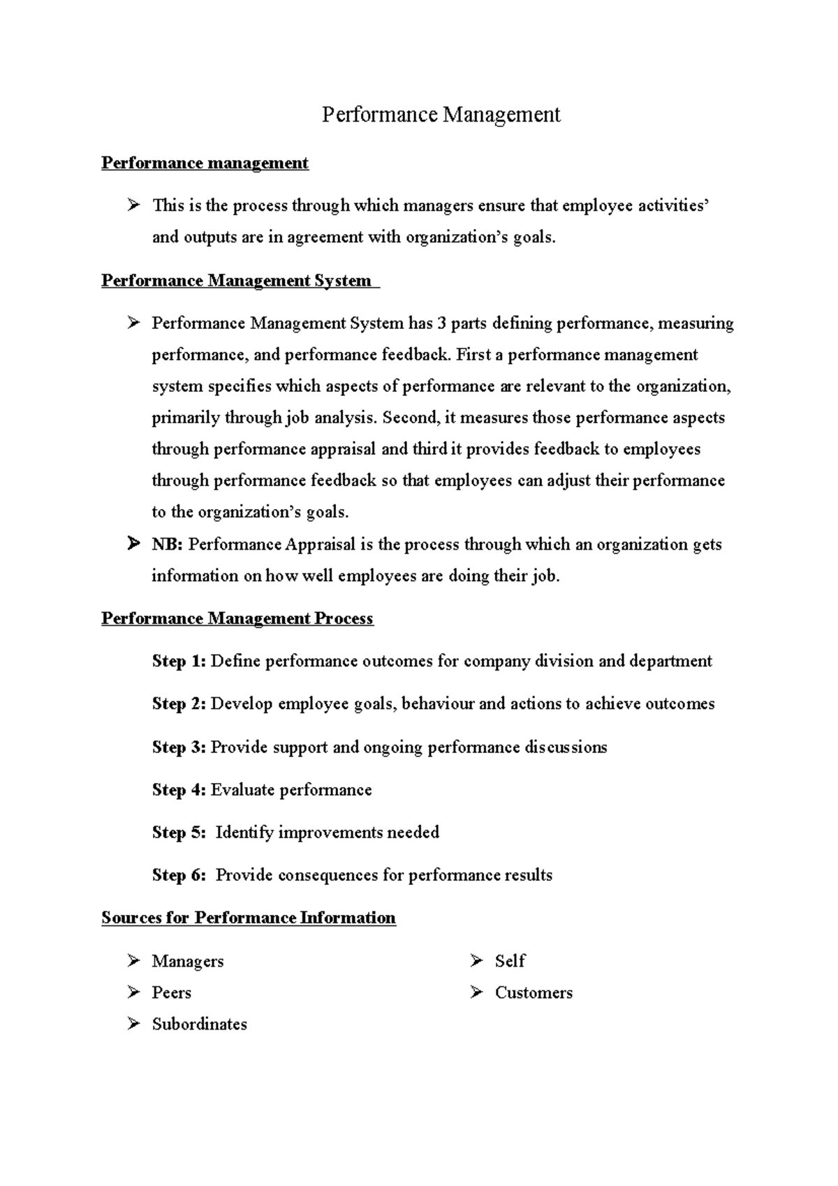 Performance Management (personal notes) - Performance Management ...