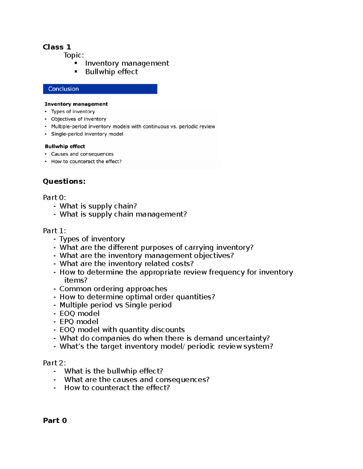 Class 1 SCM - A summary of the presentation and chapter 12 of the book ...
