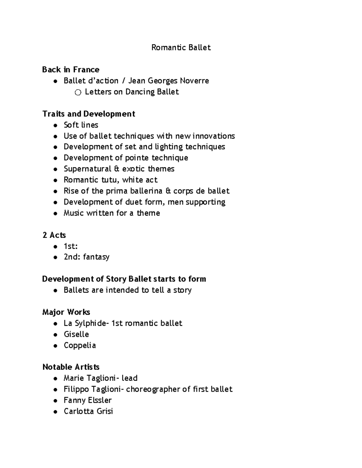 Romantic Ballet - Lecture notes 6 - Romantic Ballet Back in France ...