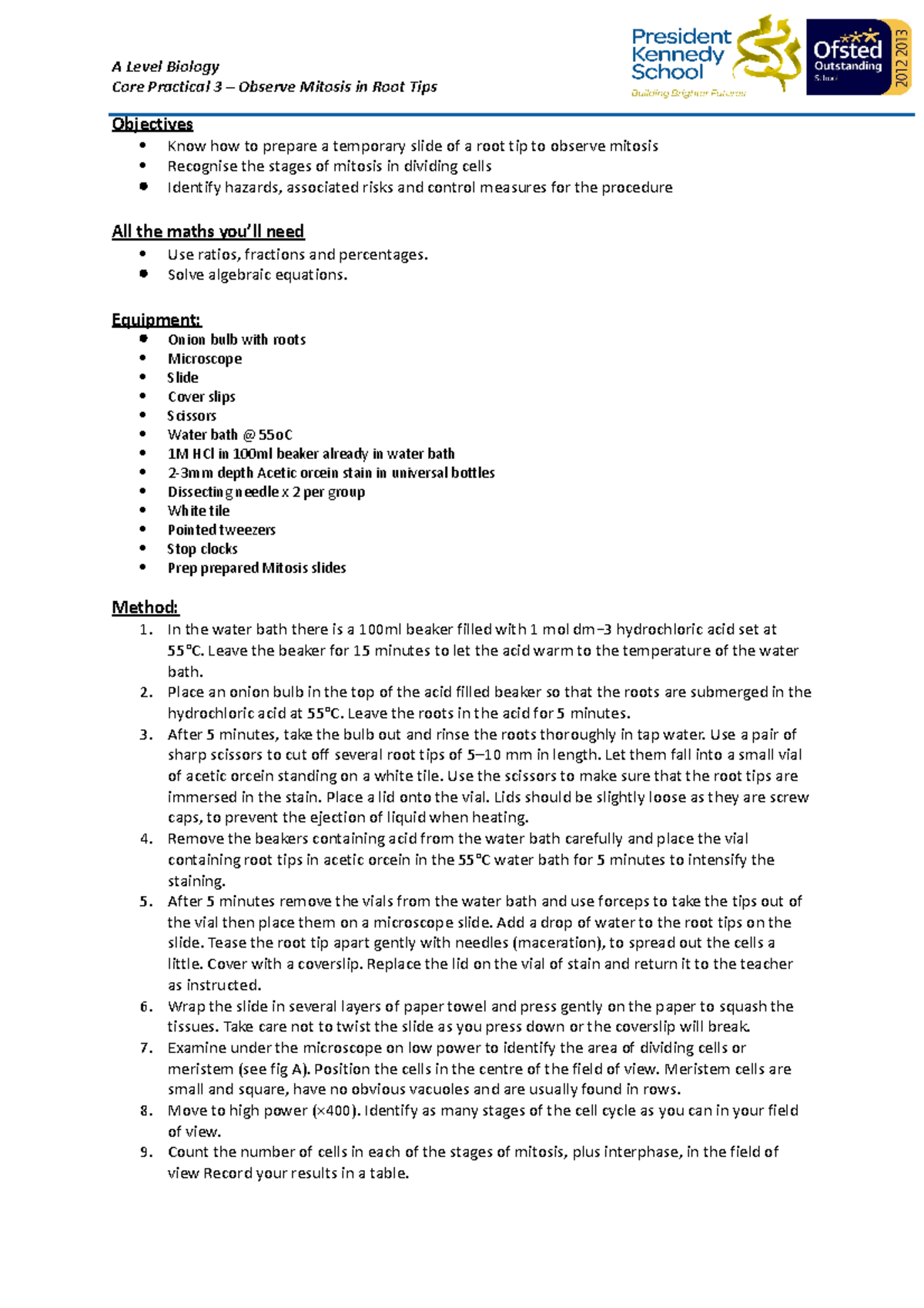 A Level Biology Core Prac 3 - Root Tip Squash - A Level Biology Core ...