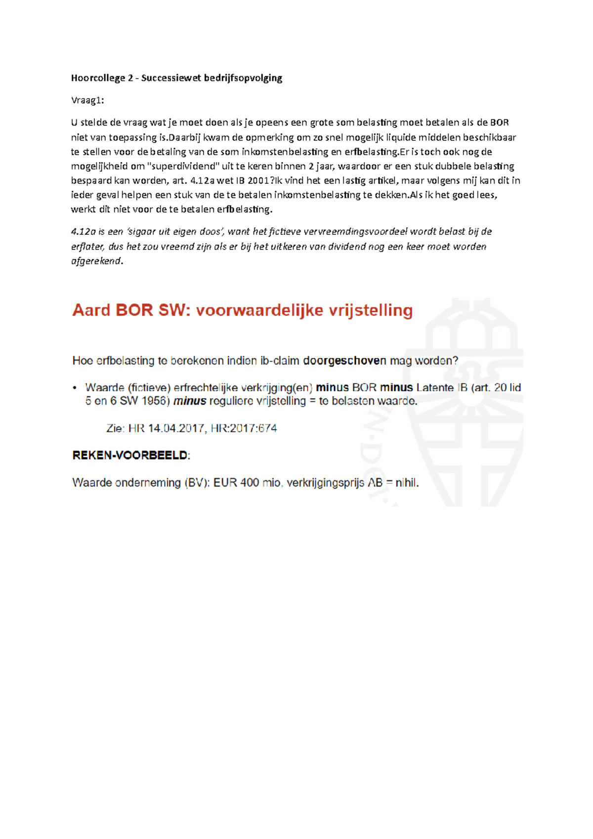 Schenk Erf En Overdrachtsbelasting II HC 2 - Hoorcollege 2 ...