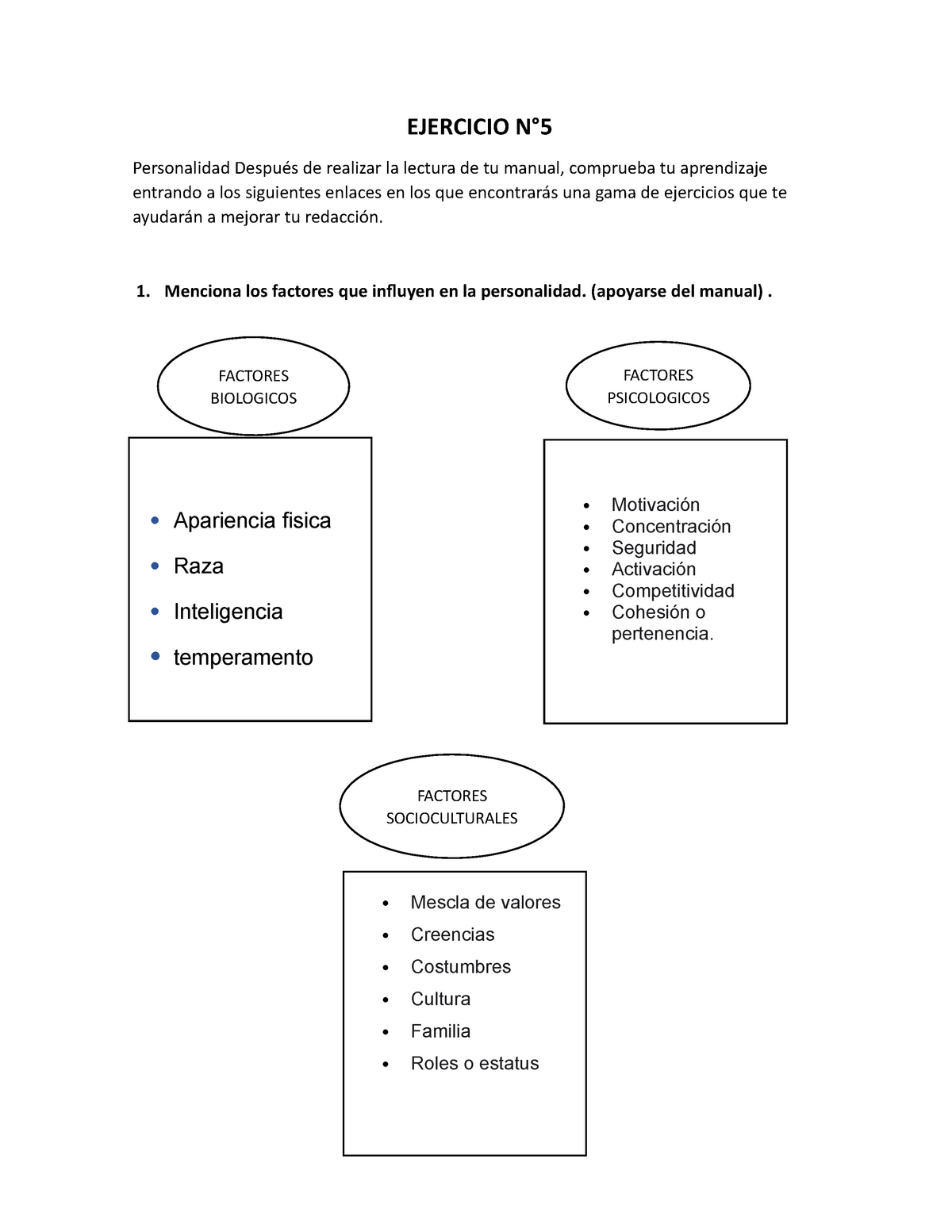 Ejercicios Y Tareas Unidades 5678 Ejercicio N° Personalidad Después De Realizar La Lectura 9200