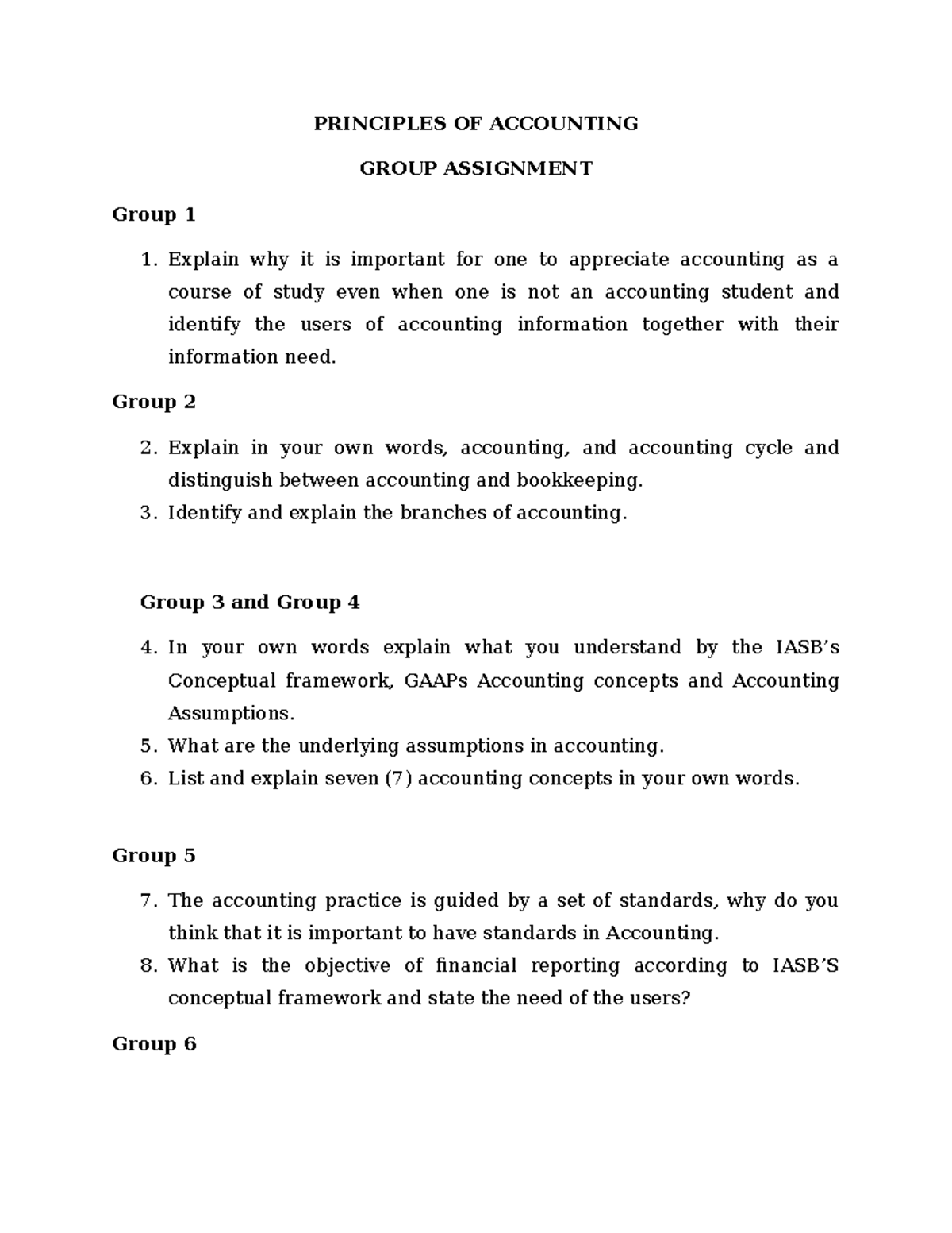 Group Assignment - Dr. Israel Kpekpena - PRINCIPLES OF ACCOUNTING GROUP ...