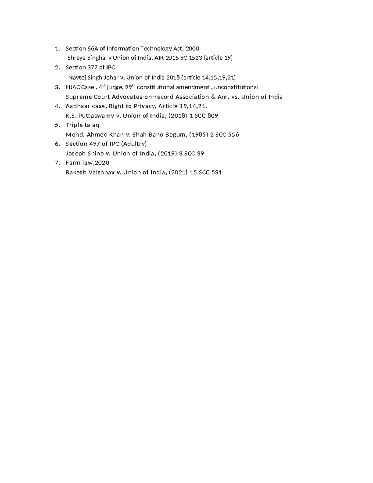 Article cases - cccc - Section 66A of Information Technology Act, 2000 ...