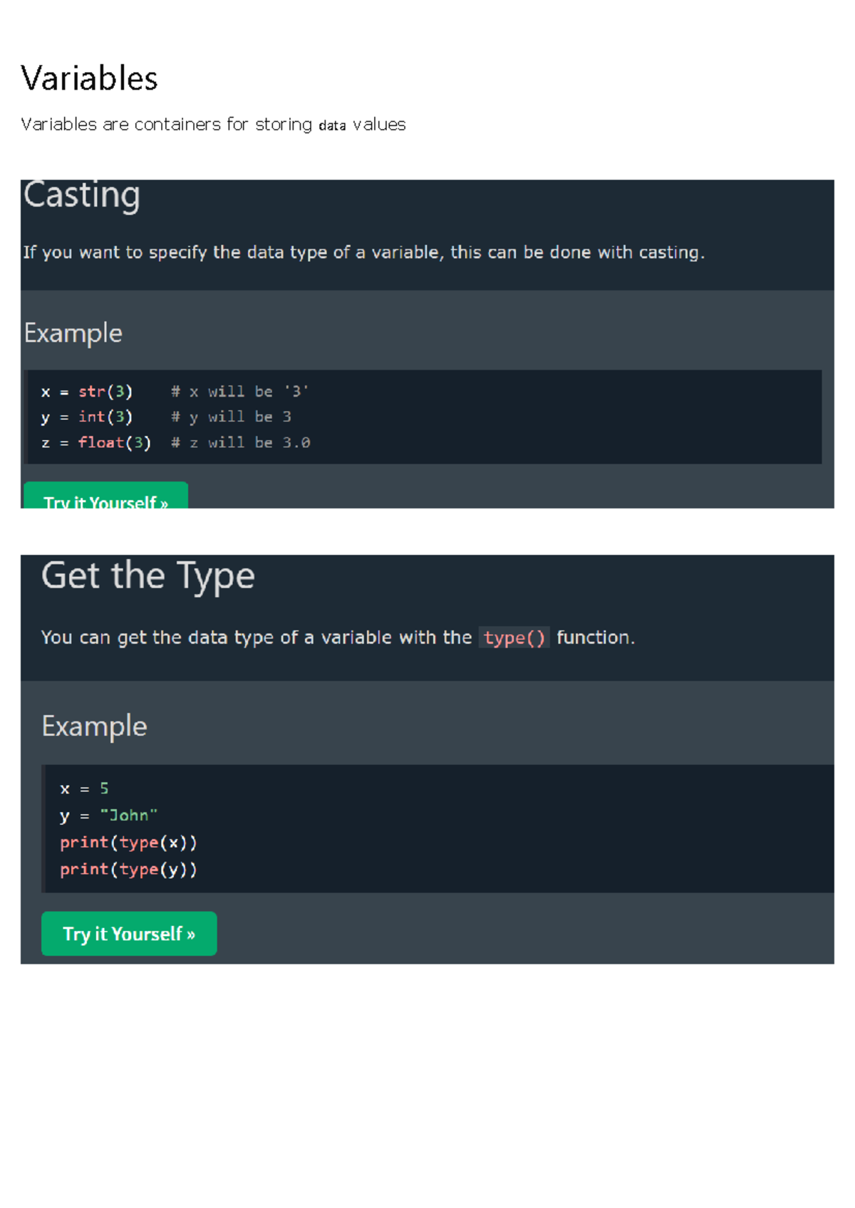 Python Short Notes - Variables Variables are containers for storing ...