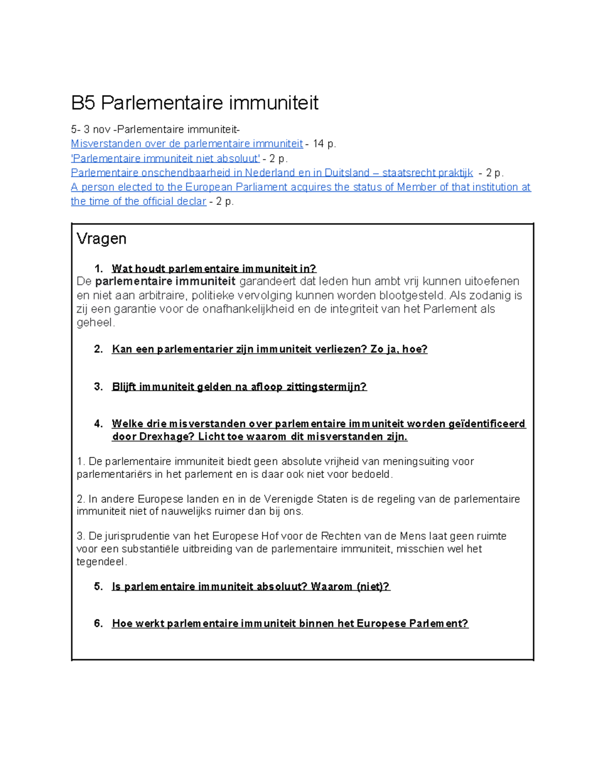 ASB B5 Parlementaire Immuniteit - B5 Parlementaire Immuniteit 5- 3 Nov ...