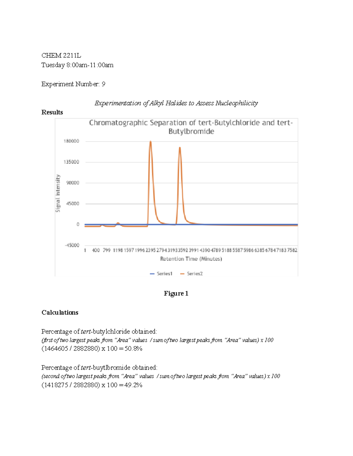 Post Lab Experiment 9 - CHEM 2211L Tuesday 8:00am-11:00am Experiment ...