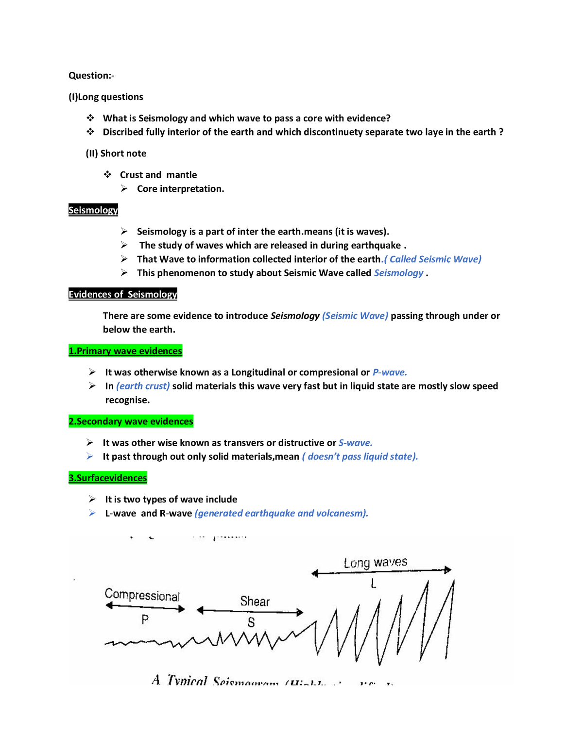 internal structure of earth assignment