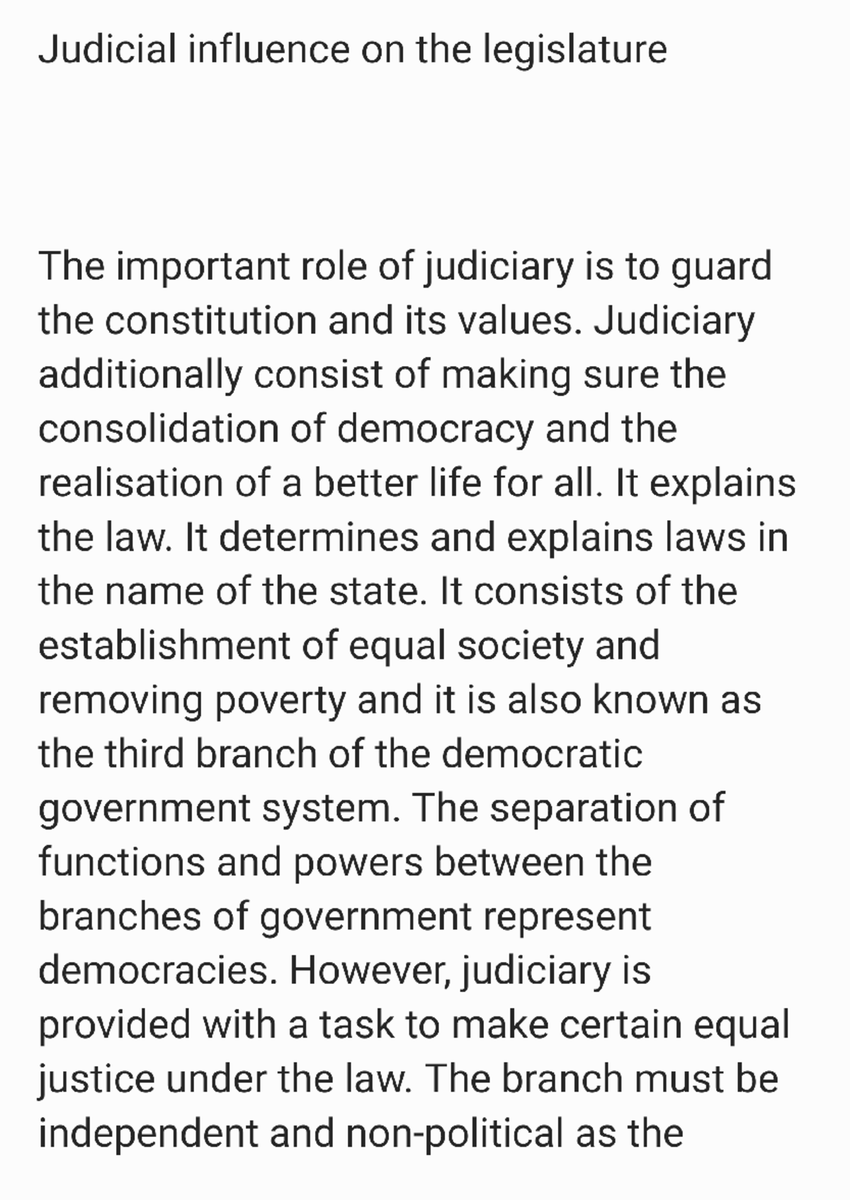 Judicial influence on the legislature - LAP 101 - Studocu