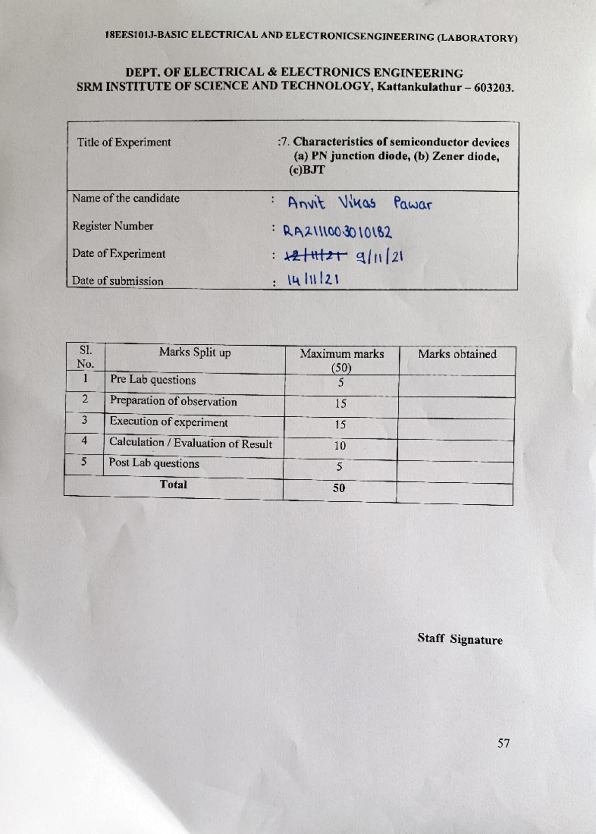 BEEE EXP 7 - Assignment of Basic Electrical and Engineering Experiment ...