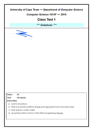 Csc1015f 2018 test1 memo SE