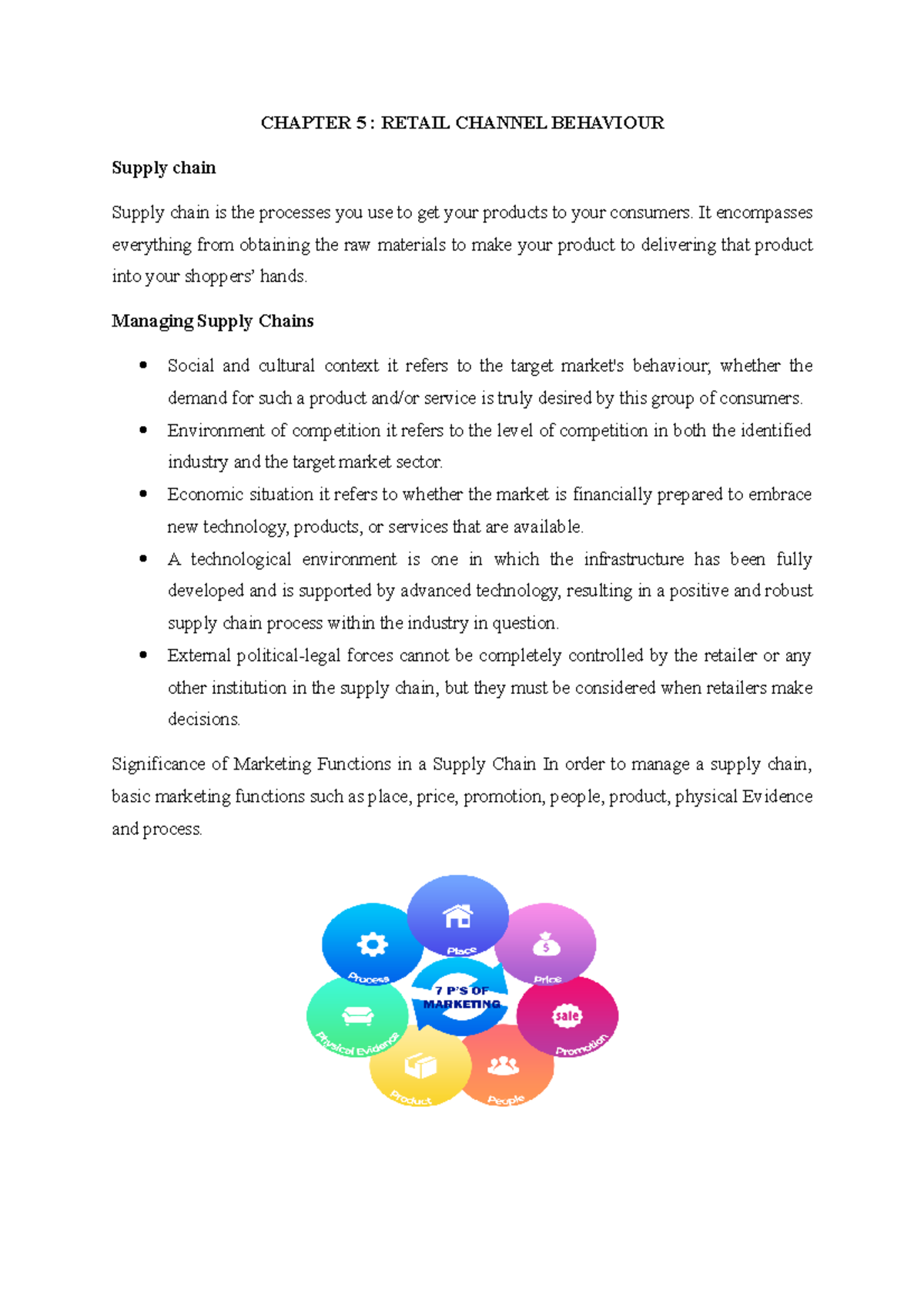 Chapter 5 RM - Marketing - CHAPTER 5 : RETAIL CHANNEL BEHAVIOUR Supply ...