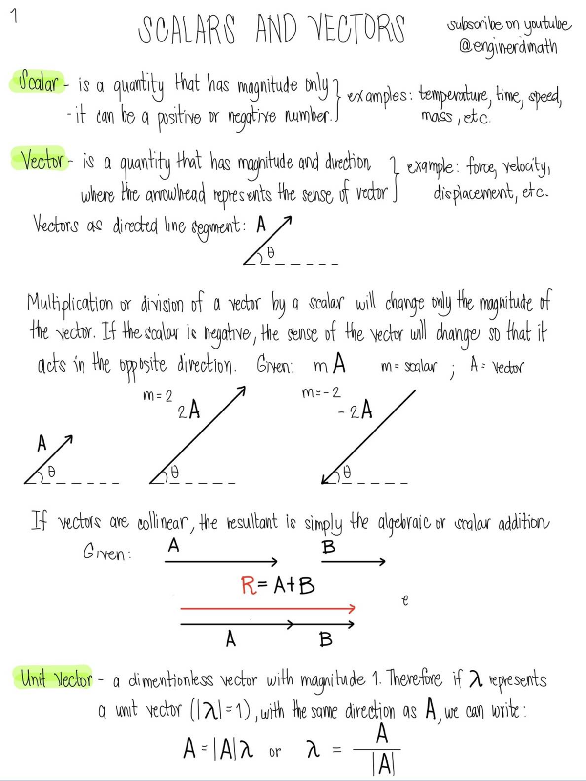 Scalars AND Vectors Notes - Mechanical Engineering - Studocu