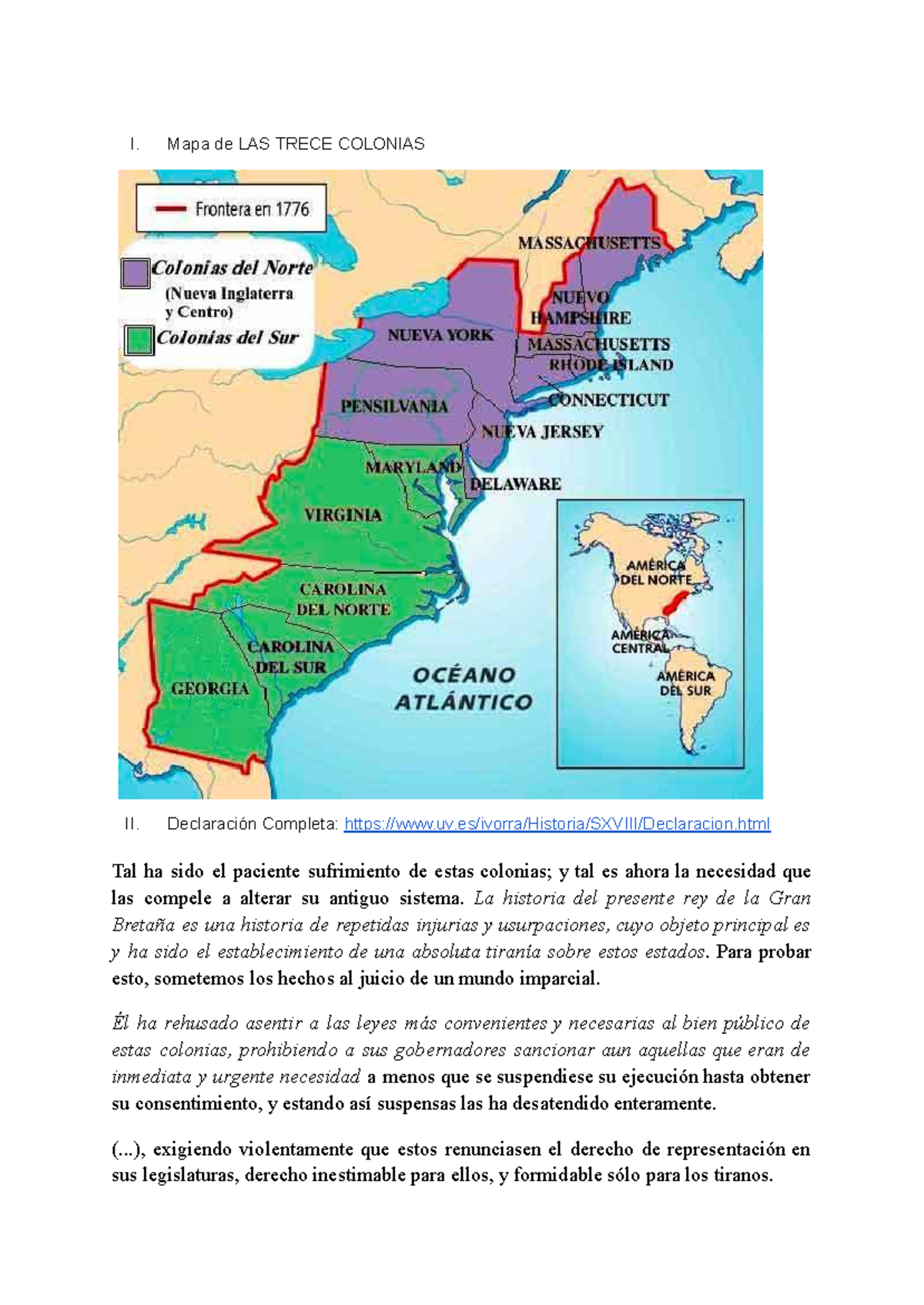 Fuentes - 13 colonias - Recurso didactico - I. Mapa de LAS TRECE ...