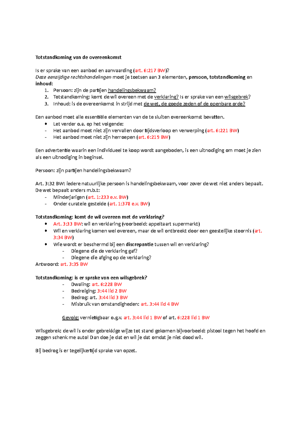 Samenvatting Verbintenissenrecht Begrepen - Totstandkoming Van De ...