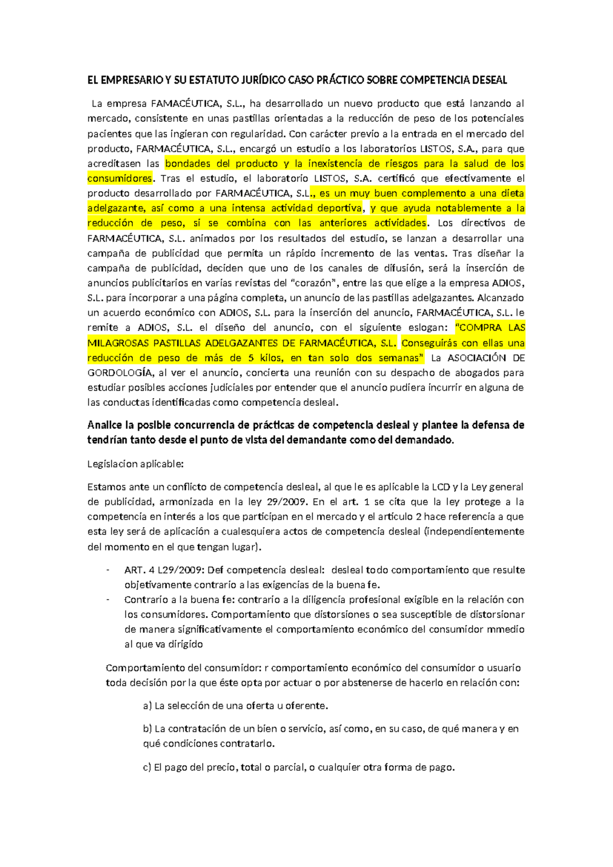 Mpap Cas Practic El Empresario Y Su Estatuto Jur Dico Caso Pr Ctico