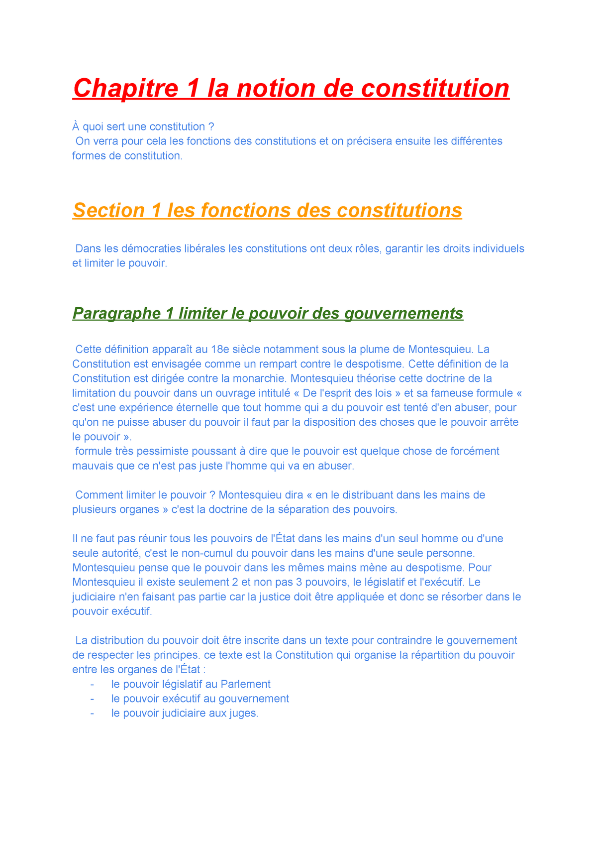 la notion de constitution dissertation juridique