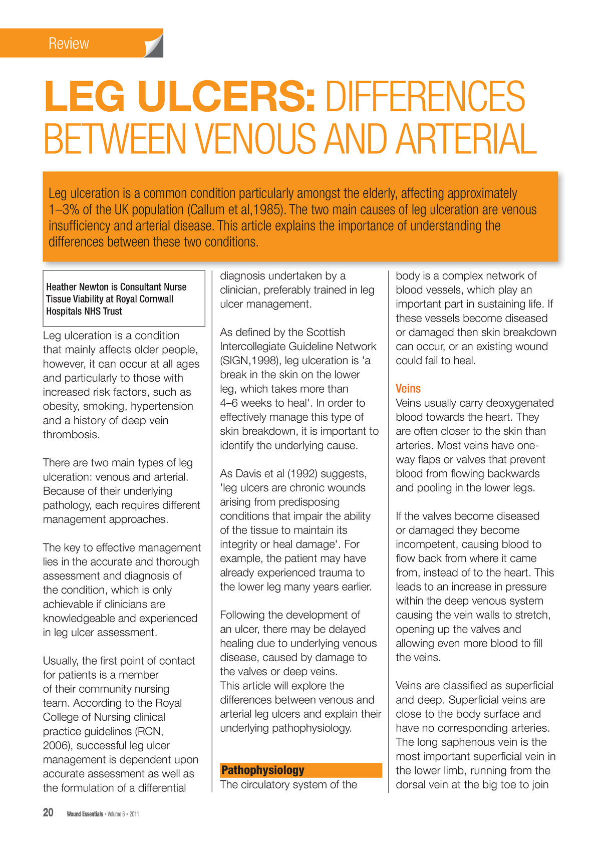 Wound Essentials Leg Ulcers Differences Between Venous And Arterial LEG ULCERS DIFFERENCES