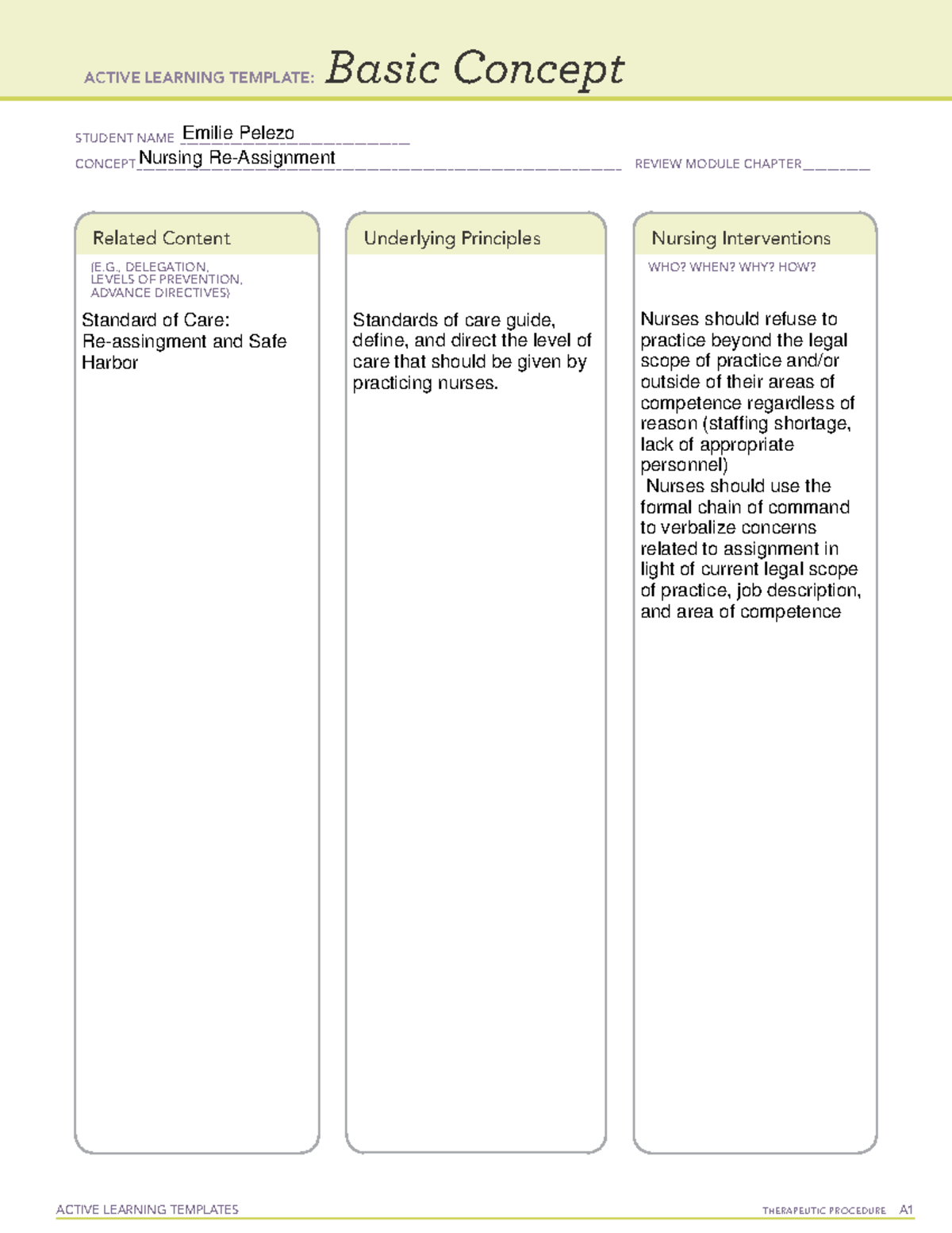 Nursing Reassignment Concept ATI - ACTIVE LEARNING TEMPLATES ...