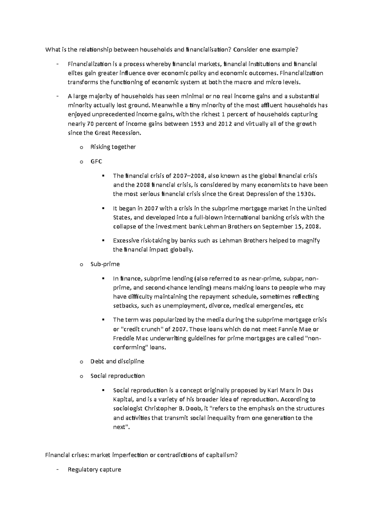 What is the relationship between households and financialisation ...