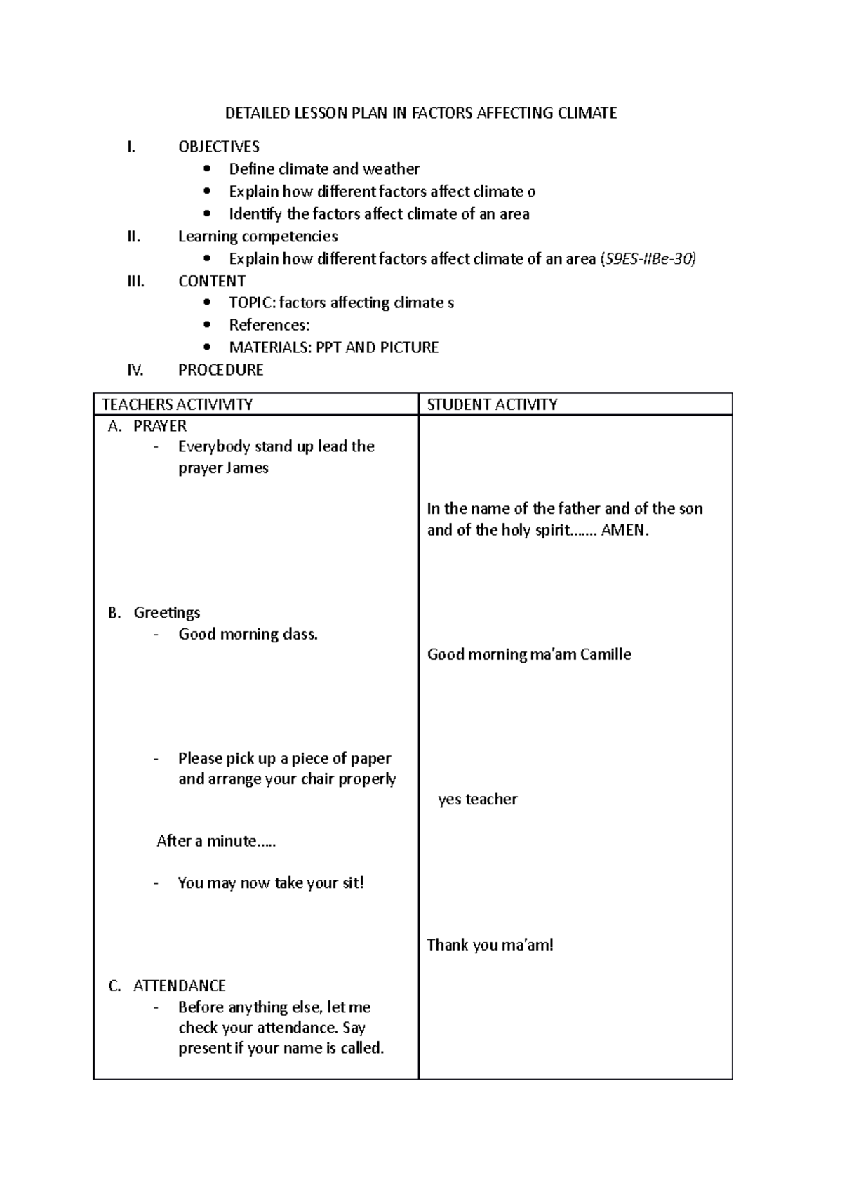 LP IN Science - Goodluck - DETAILED LESSON PLAN IN FACTORS AFFECTING ...