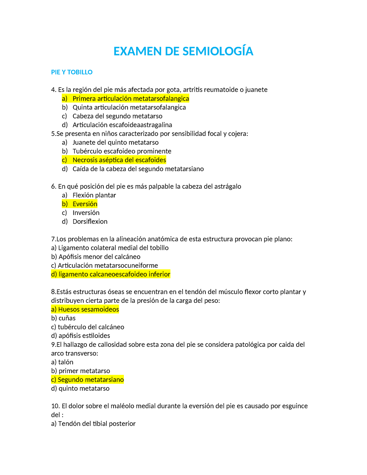 Examen Semiología - Resumen Práctica De Semiología Por Aparatos Y ...